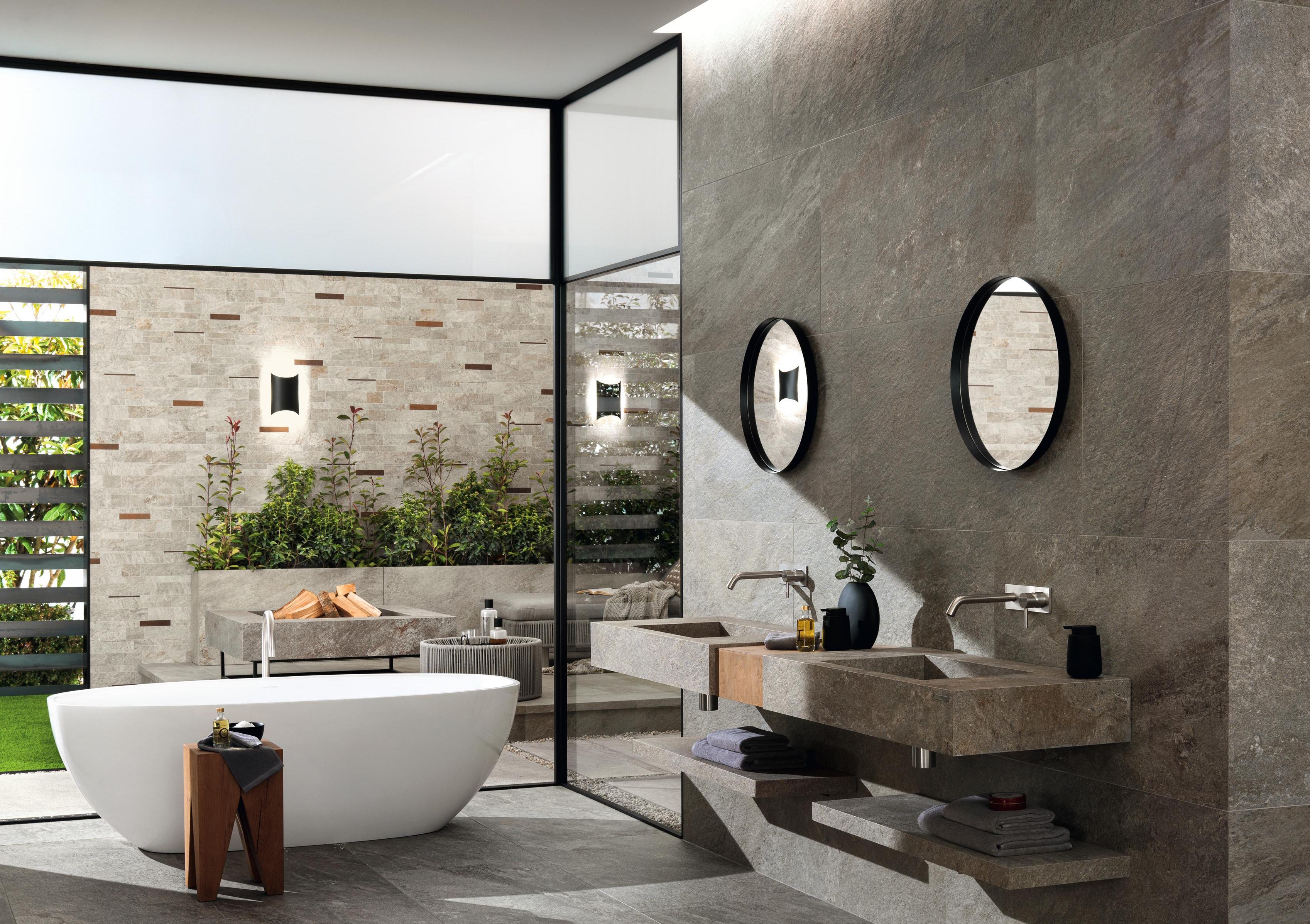 Pavimento e Rivestimento Bagno Effetto pietra Grigio