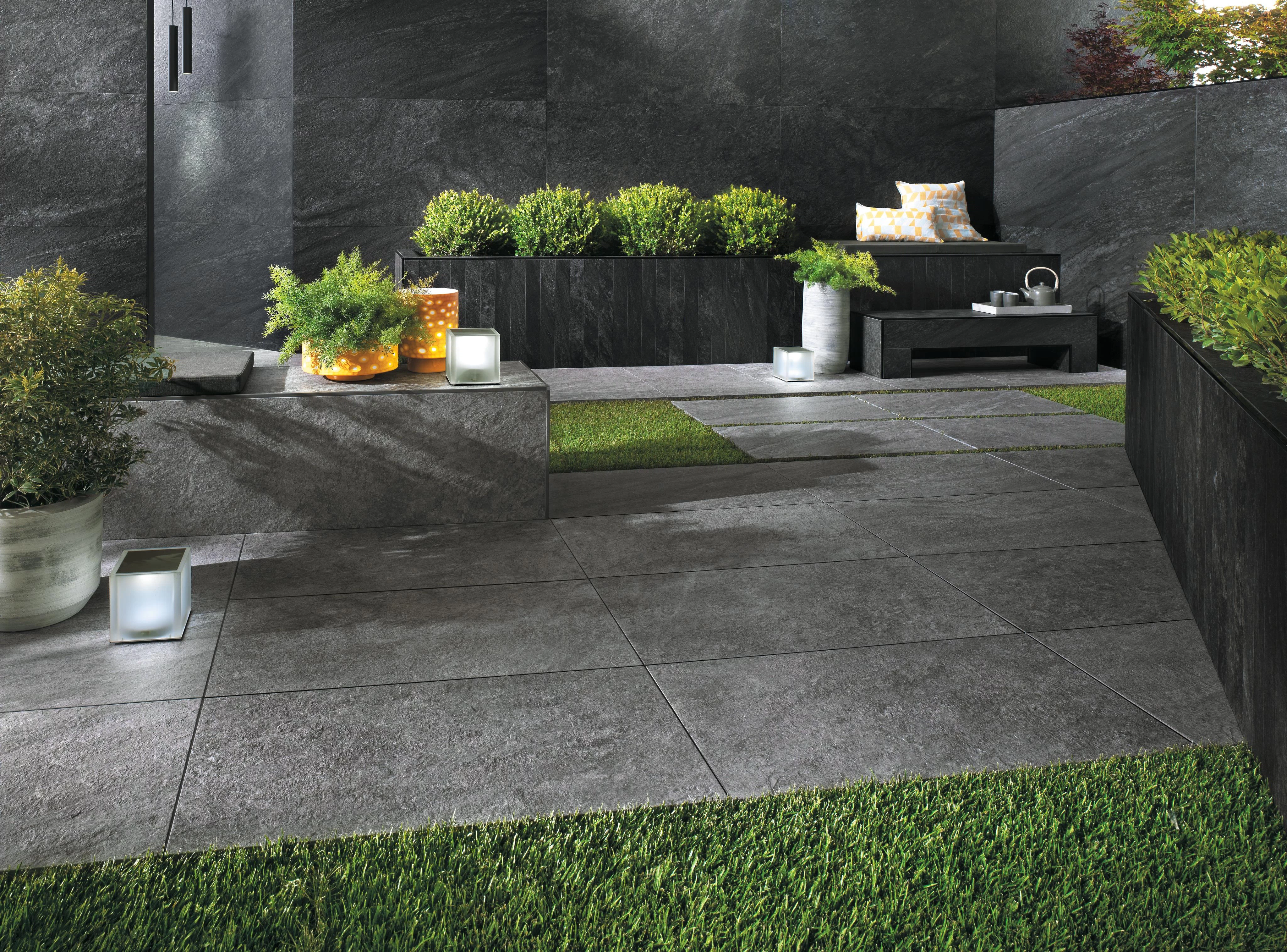 Natural stone-effect for outdoors