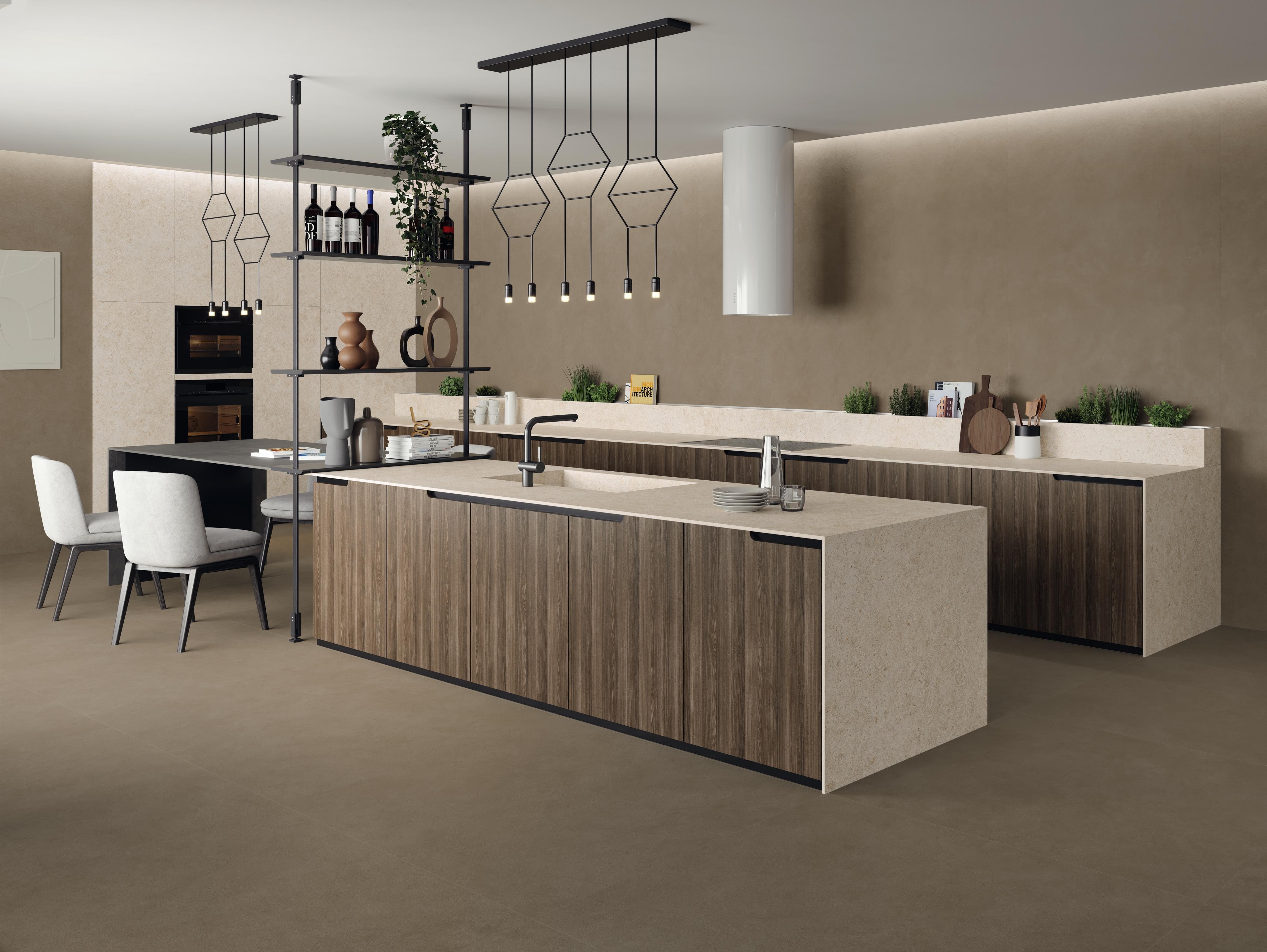 Piastrelle grande formato Cucina Effetto pietra Bianco