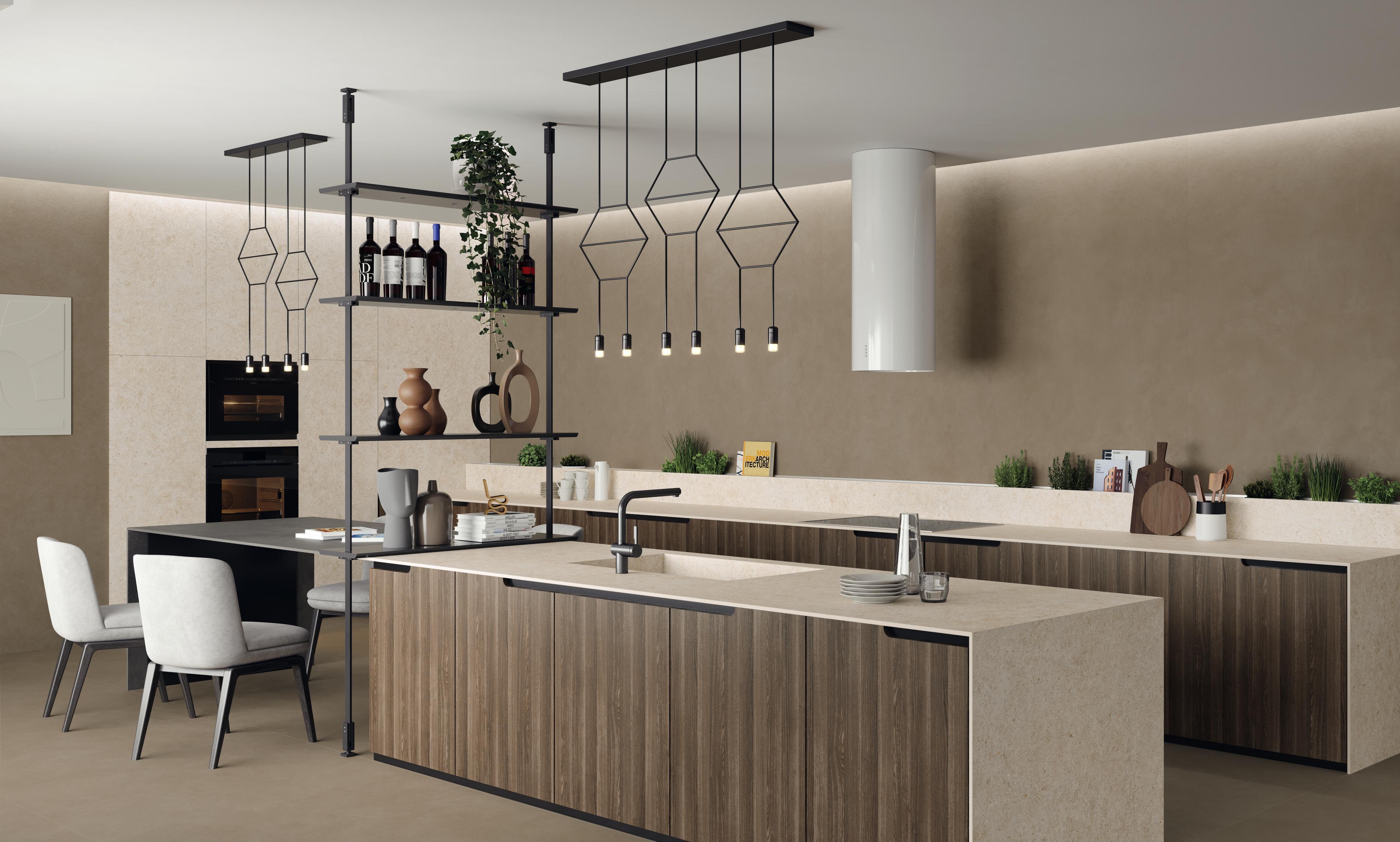 Piastrelle grande formato Cucina Effetto pietra Bianco