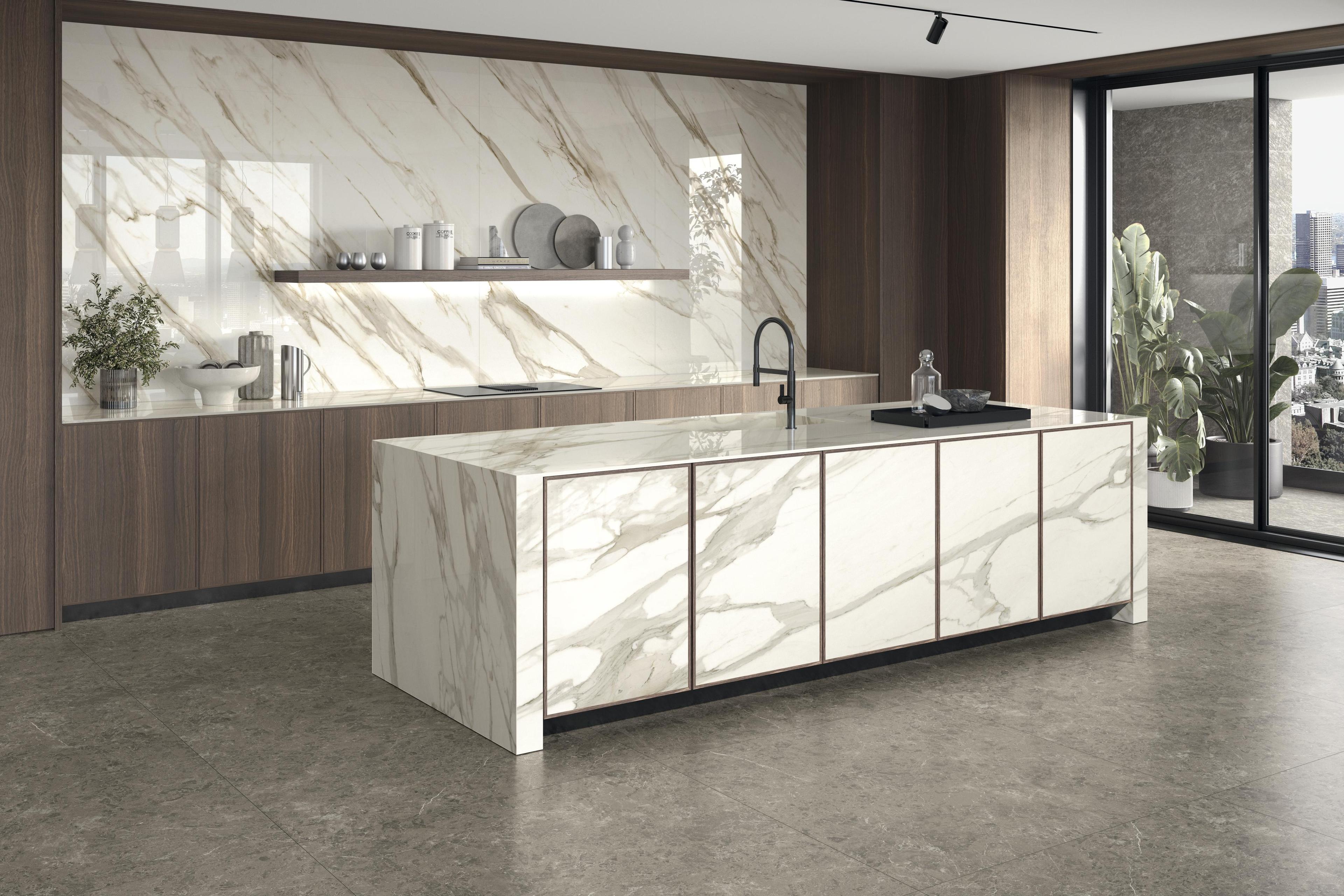 Piastrelle cucina effetto marmo