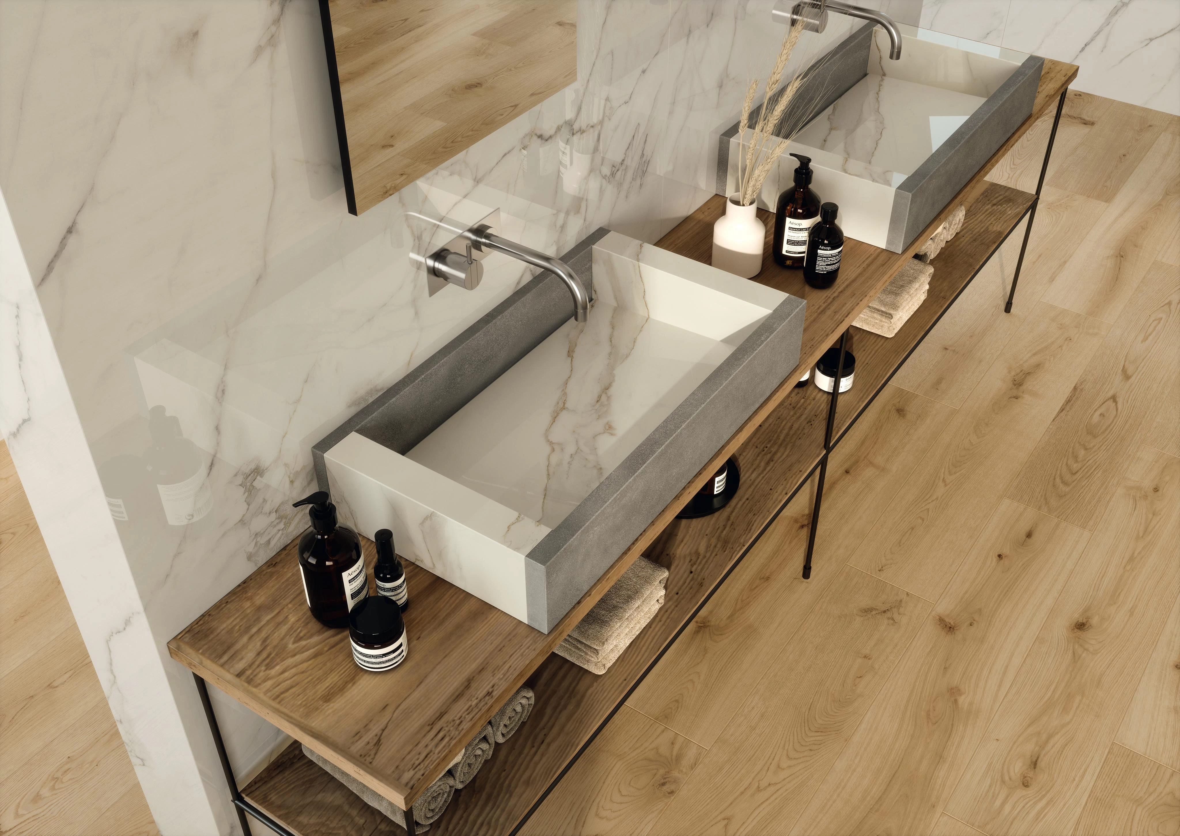 AtlasConcorde Habitat-Dialogo 004 01 Boost Smoke Calacatta Extra Exence Almond