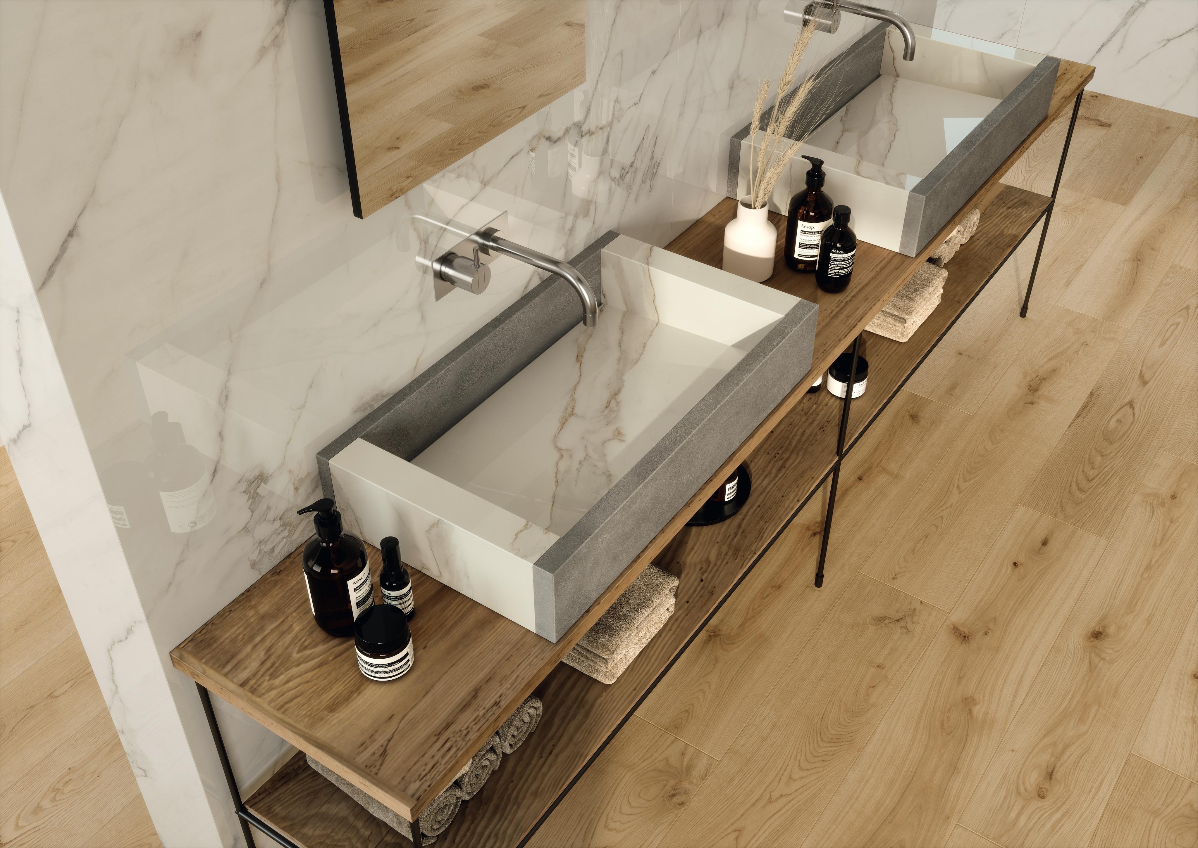 AtlasConcorde Habitat-Dialogo 004 01 Boost Smoke Calacatta Extra Exence Almond