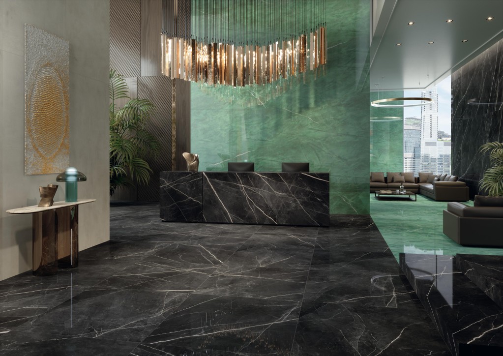Piastrelle grande formato Hotel Effetto marmo Verde