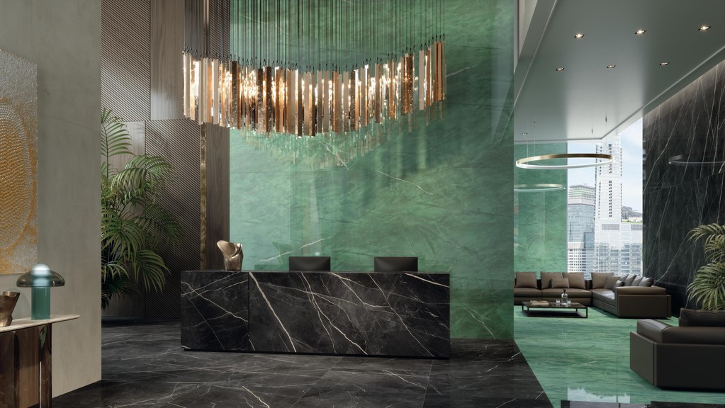 Piastrelle grande formato Hotel Effetto marmo Verde