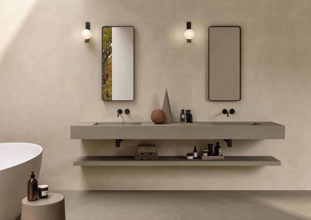 Piastrelle grande formato Bagno Effetto terra cruda Bianco
