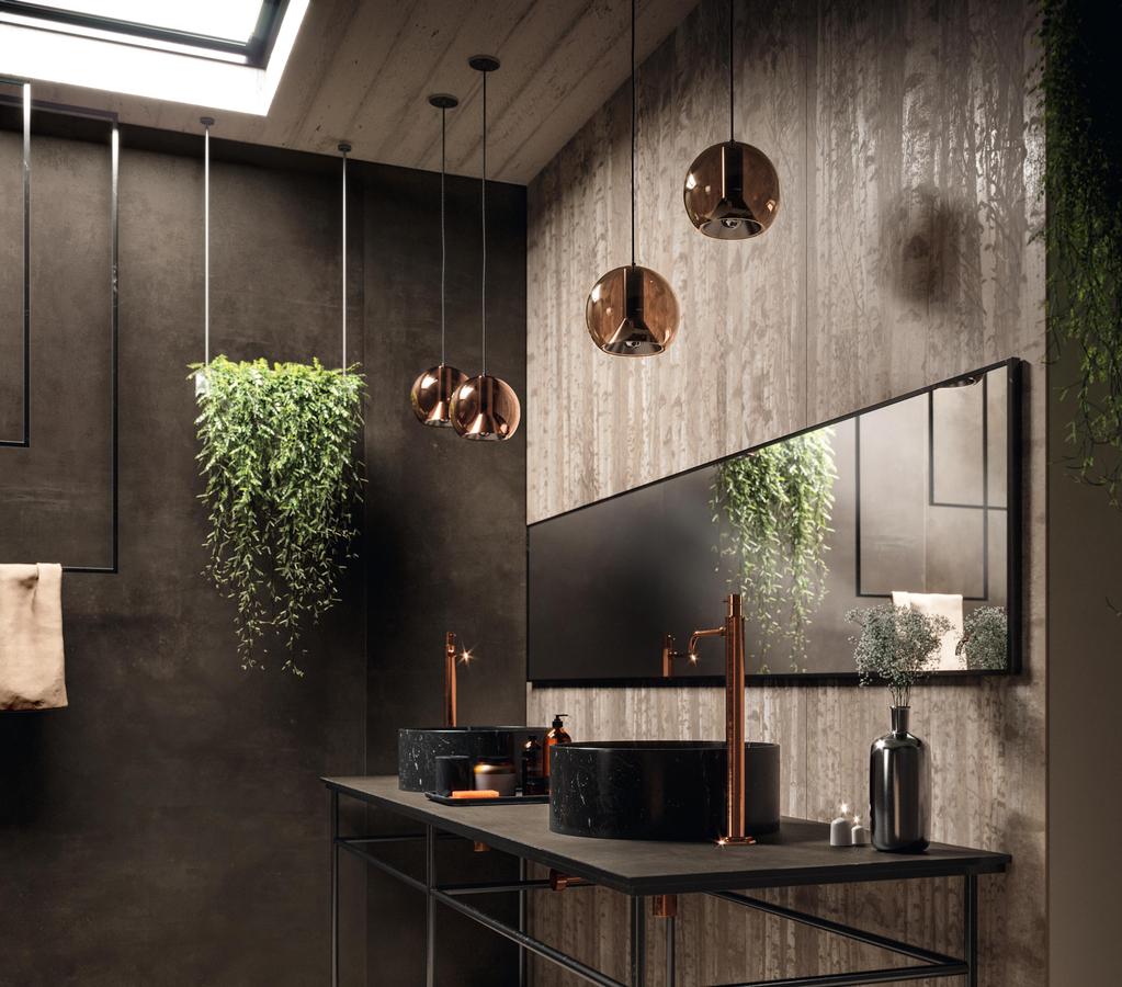 Piastrelle grande formato Bagno Effetto cemento Marrone