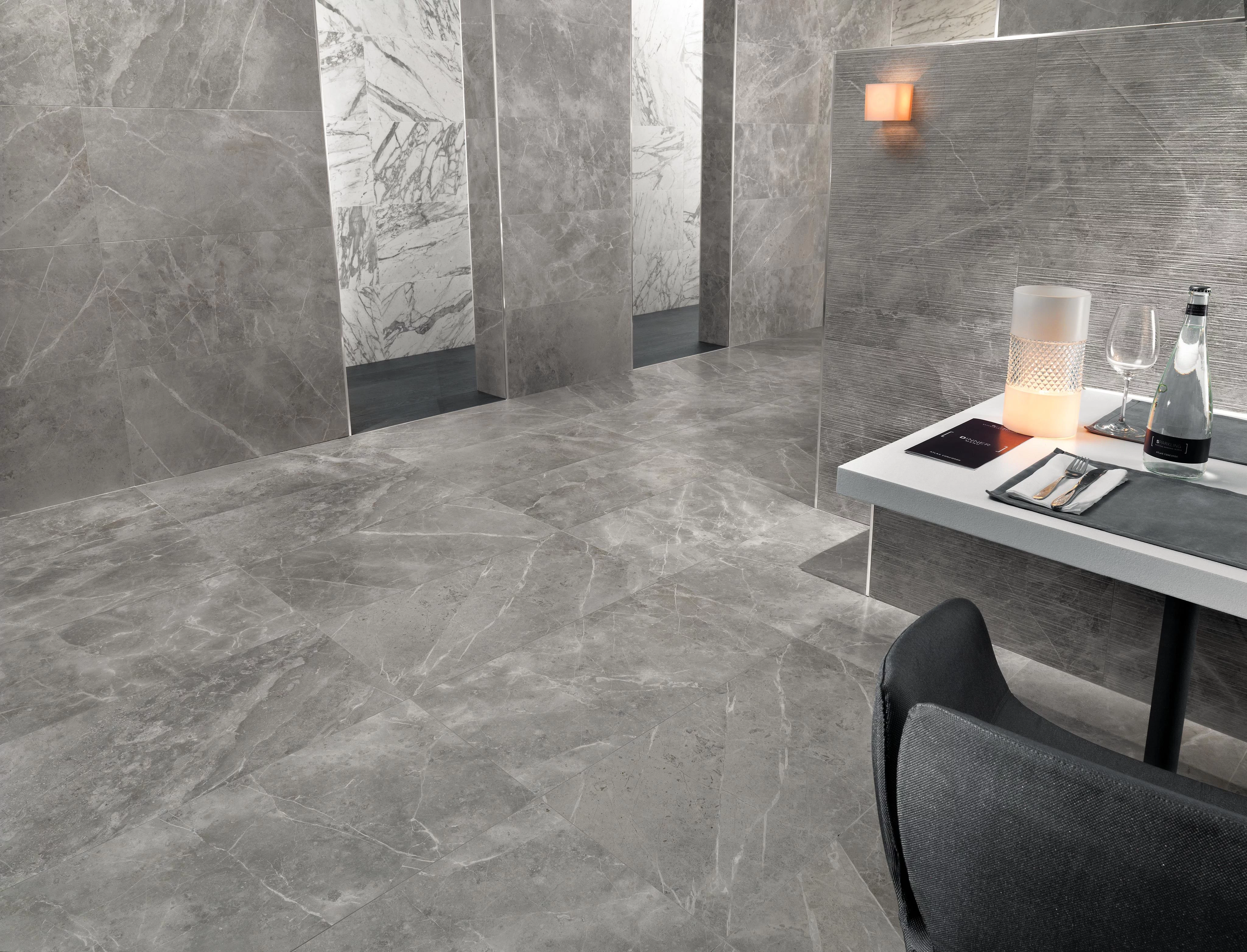 Marvel Pro Grey Fleury Matt, Marvel Pro Statuario Select Matt, Marvel Pro Grey Fleury Strutturato, Bord Liquorice Mat
