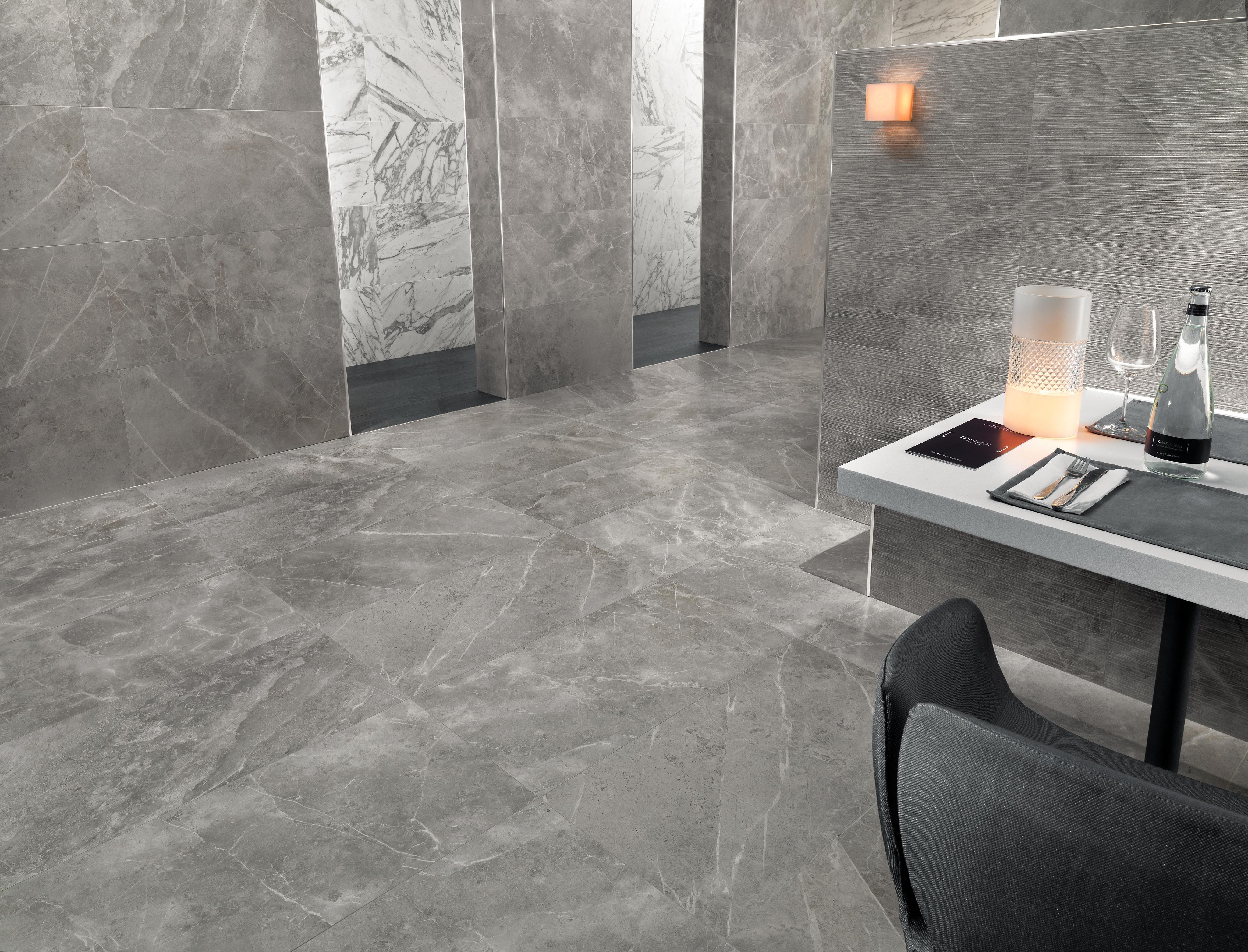 Marvel Pro Grey Fleury Matt, Marvel Pro Statuario Select Matt, Marvel Pro Grey Fleury Strutturato, Bord Liquorice Mat