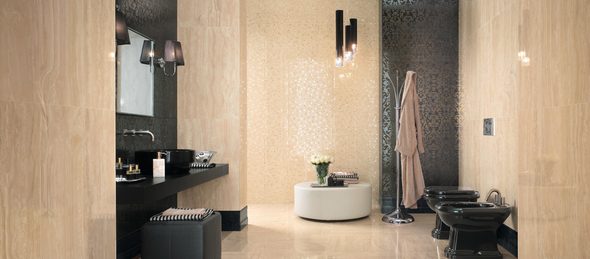 Marvel Pro Travertino Alabastrino, Marvel Pro Noir St. Laurent Brocade, Marvel Pro Travertino Alabastrino Mosaic, Marvel Pro Noir St. Laurent Alzata, Marvel Pro Noir St. Laurent Spigolo, Marvel Pro Noir St. Laurent London, Marvel Pro Travertino Alabastrino Lappato