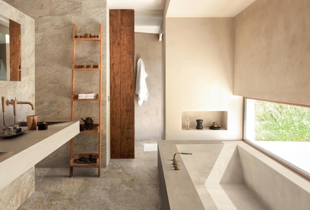 Pavimento e Rivestimento Bagno Effetto pietra Beige