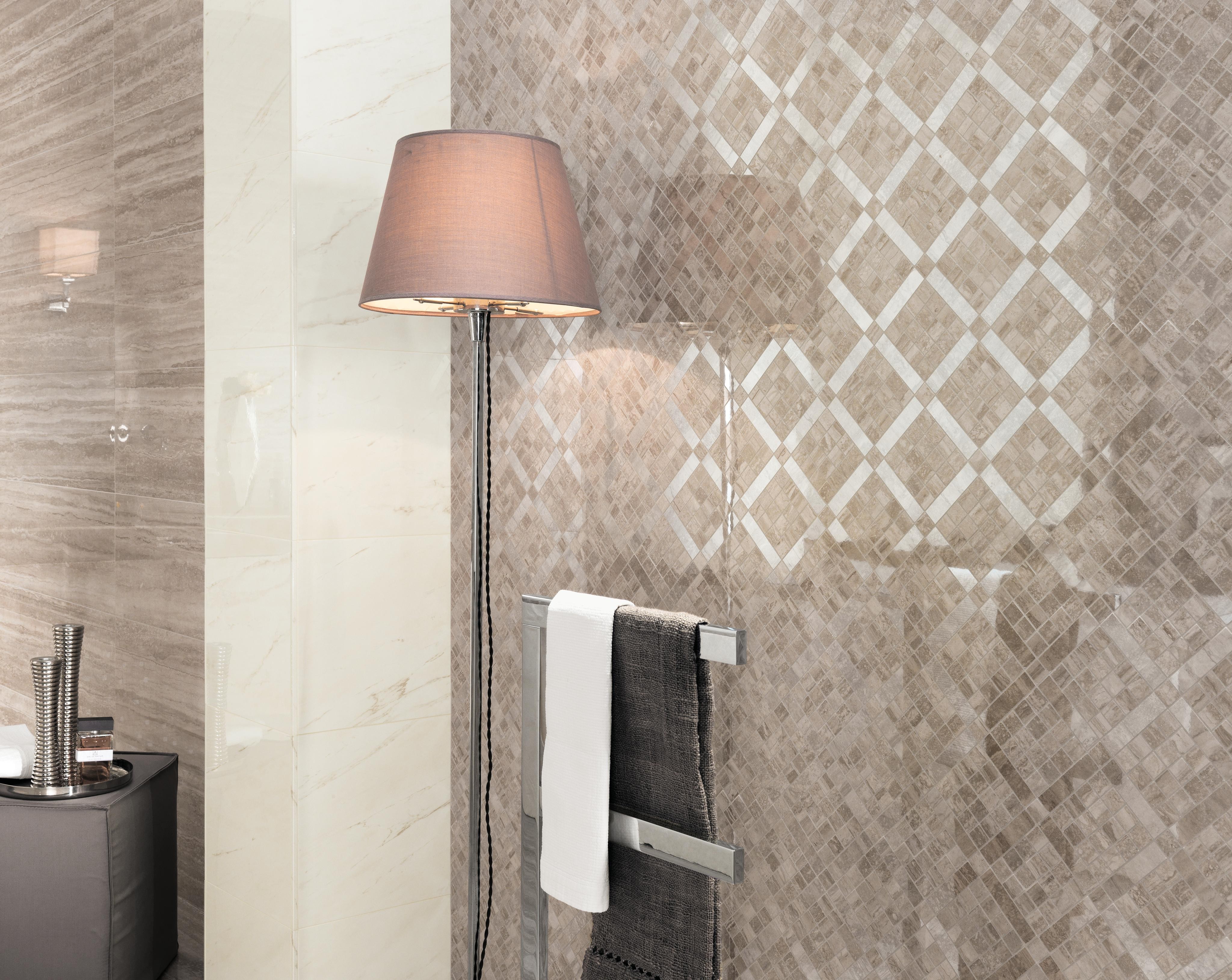 Marvel Pro Travertino Silver, Marvel Pro Cremo Delicato, Marvel Pro Travertino Silver Diagonal Mosaic