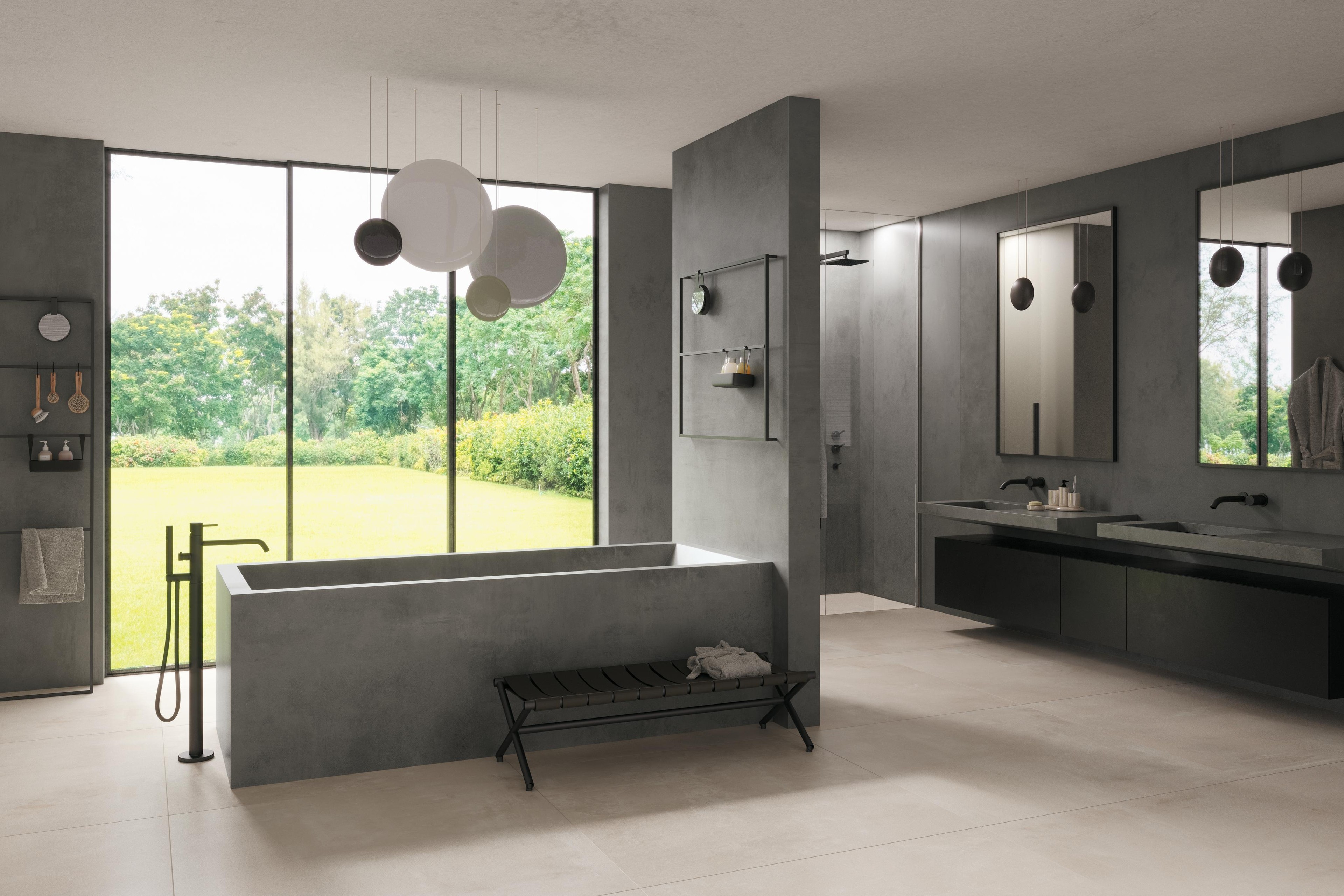Piastrelle grande formato Bagno Effetto cemento Bianco