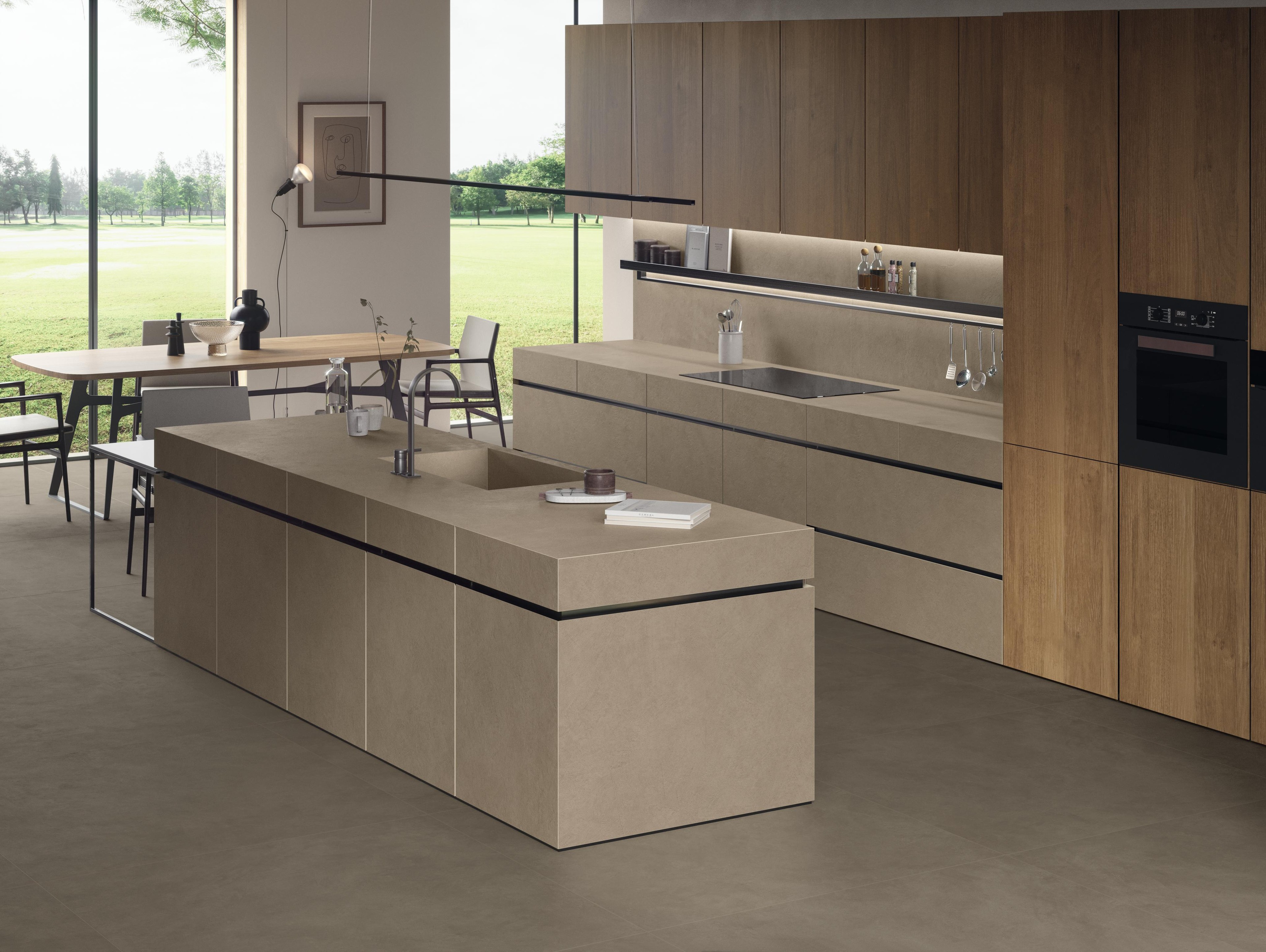 Top cucina Cucina Effetto terra cruda Marrone