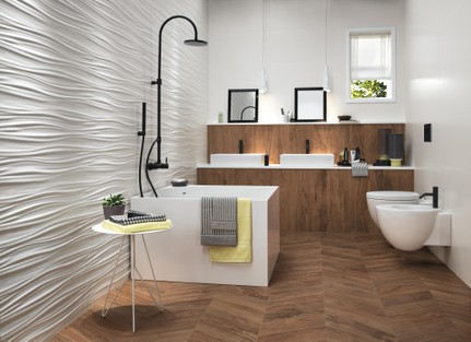 Ribbon White 3d Bathroom Wall Tiles Atlas Concorde