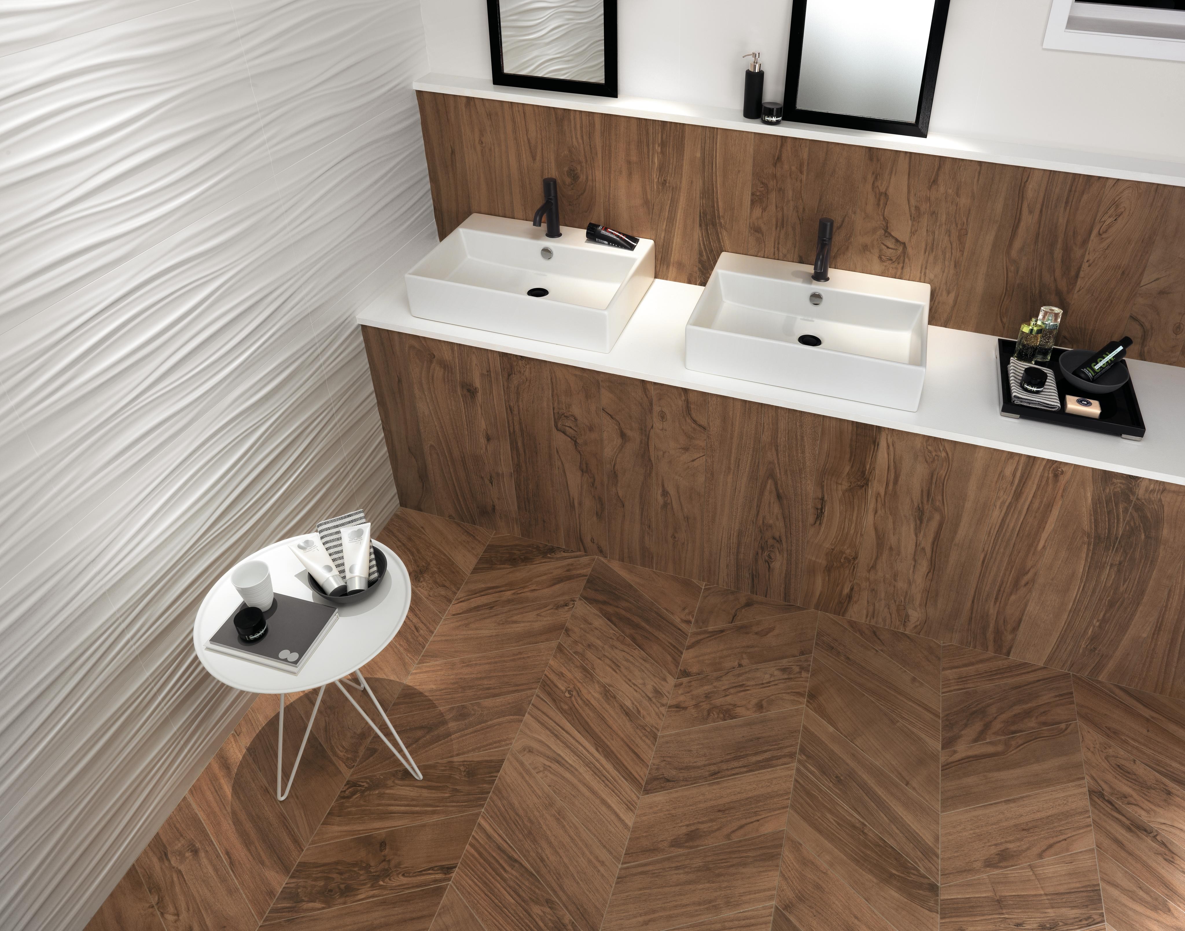 3D Wall Ribbon White Matt, Etic PRO Noce Hickory, Etic PRO Noce Hickory Chevron