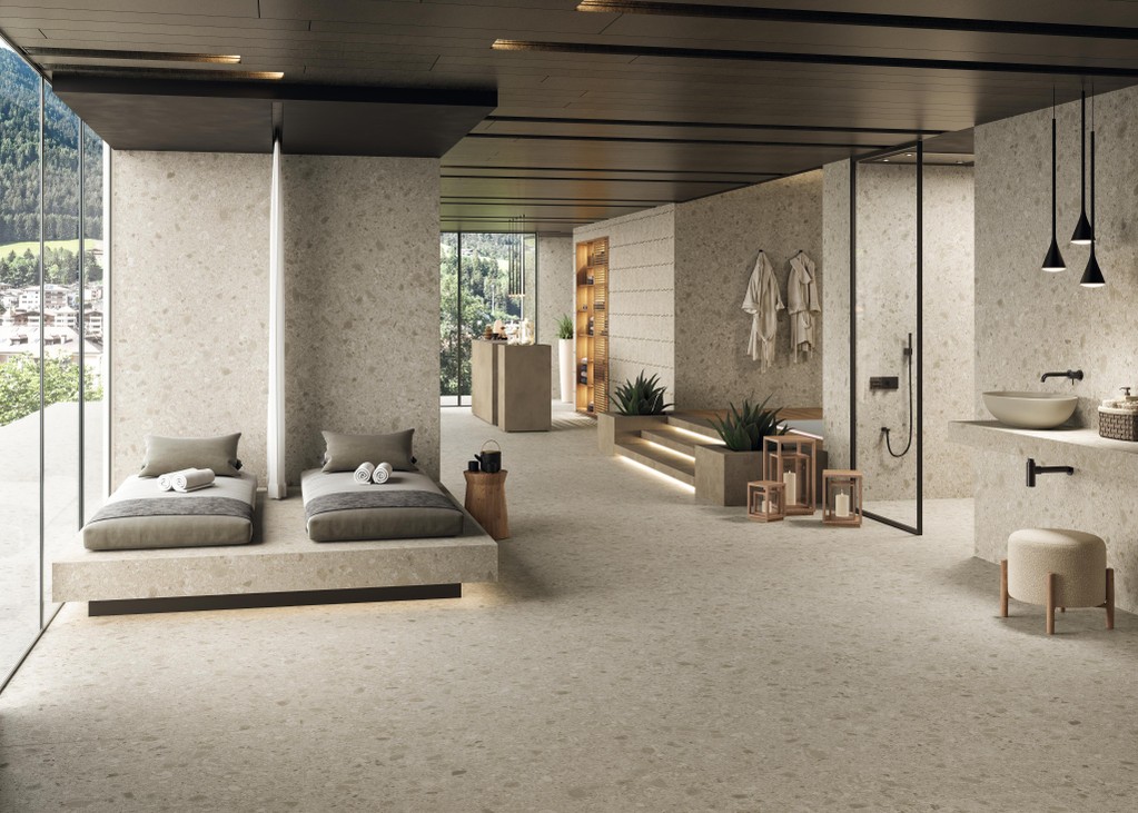 Piastrelle grande formato SPA Effetto pietra Grigio