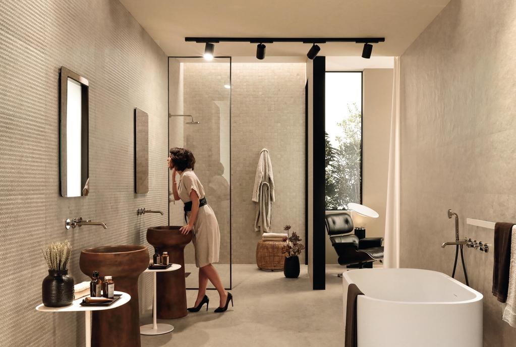 Pavimento e Rivestimento Bagno Effetto pietra Beige