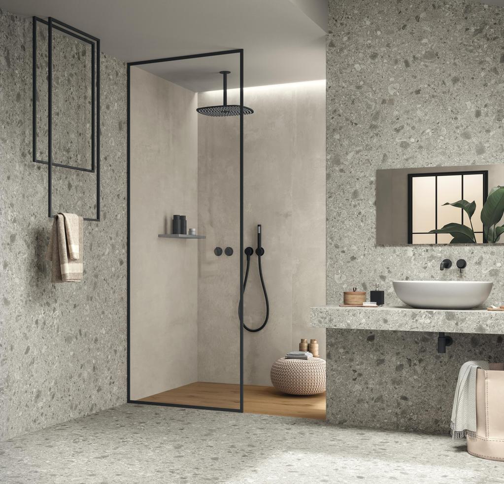 Piastrelle grande formato Bagno Effetto pietra Grigio