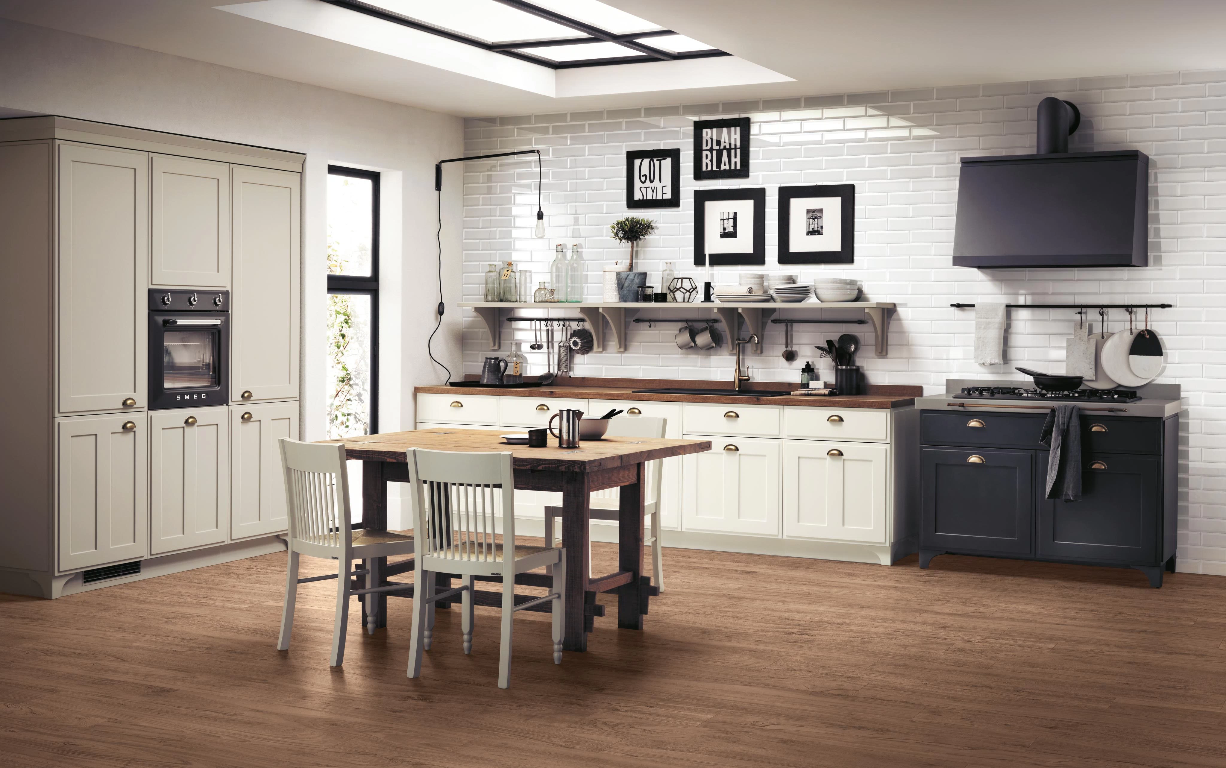 Brick White Bevel, Etic Noce Hickory