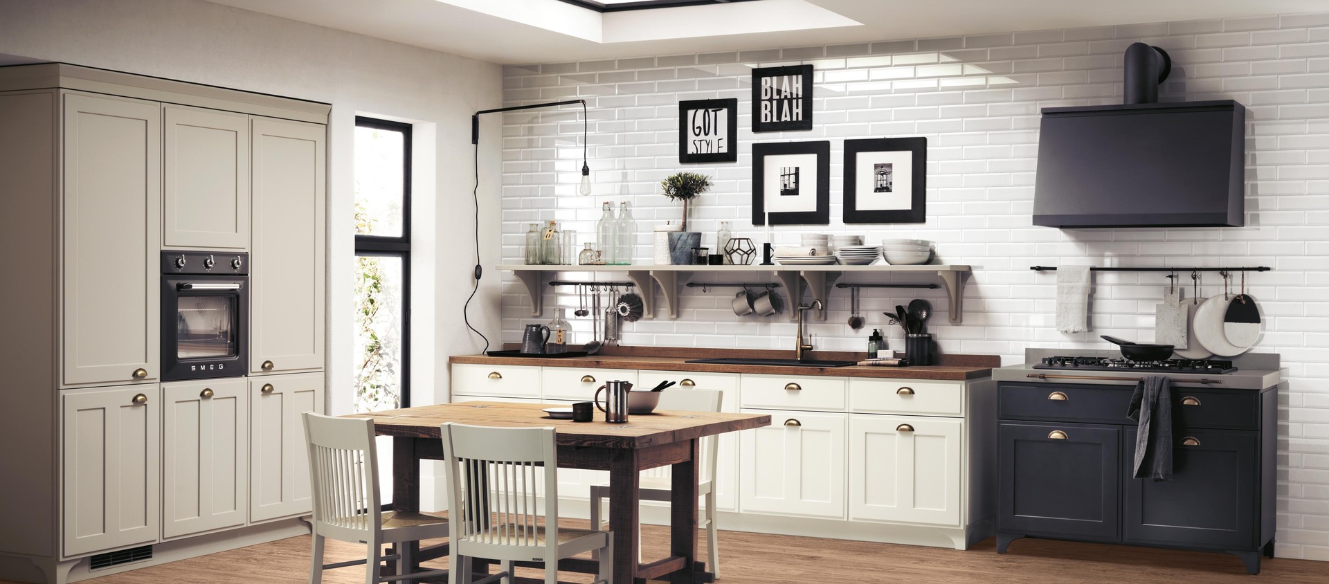 Brick White Bevel, Etic Noce Hickory