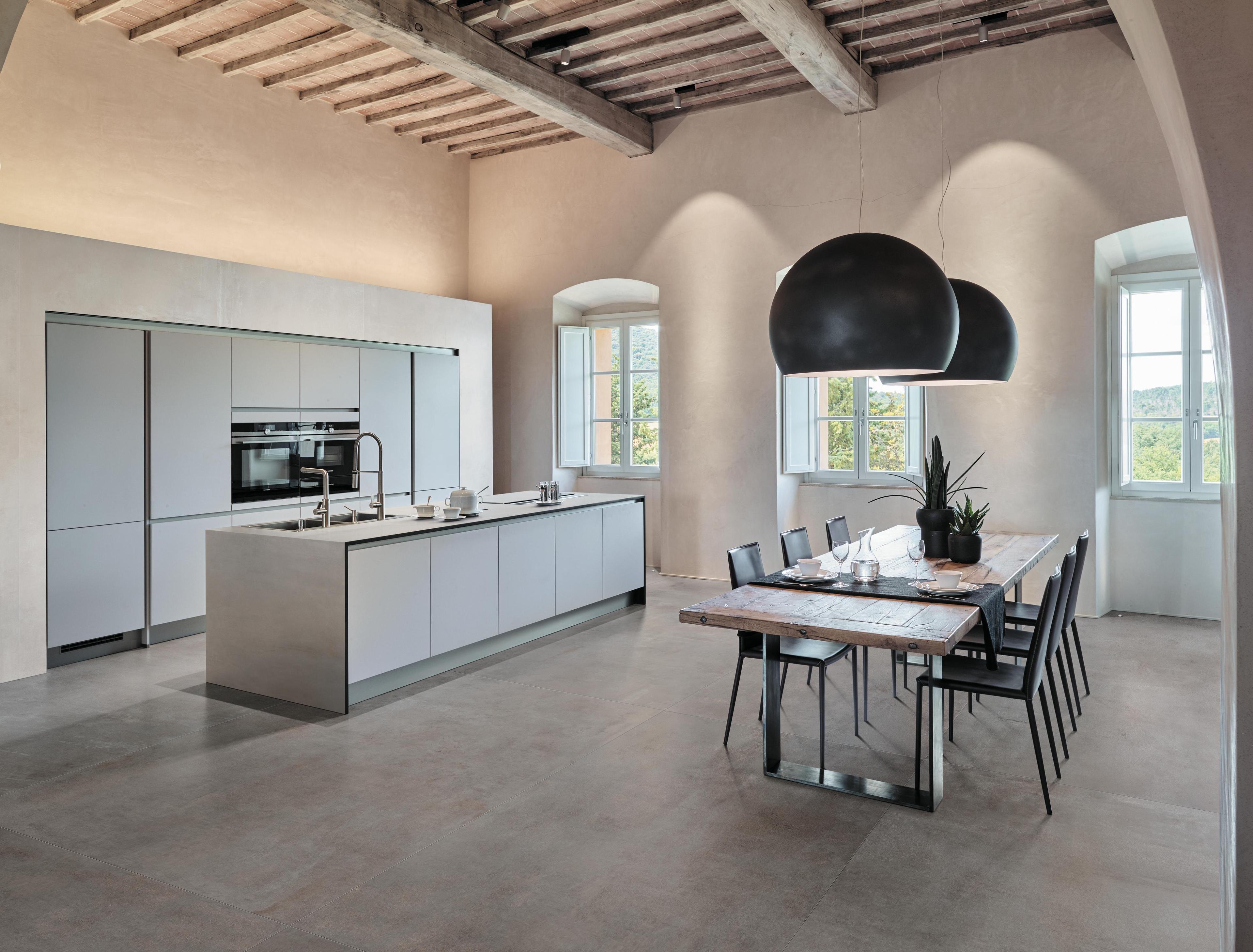 Piastrelle grande formato Cucina Effetto cemento Grigio