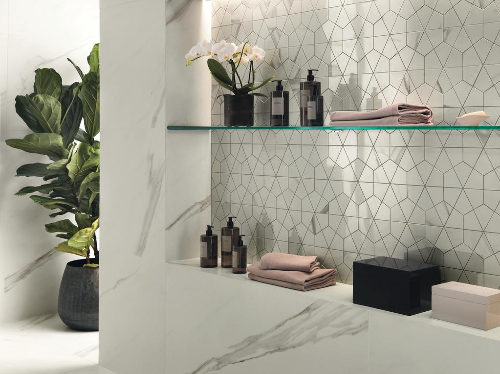 Piastrelle grande formato Bagno Effetto marmo Bianco