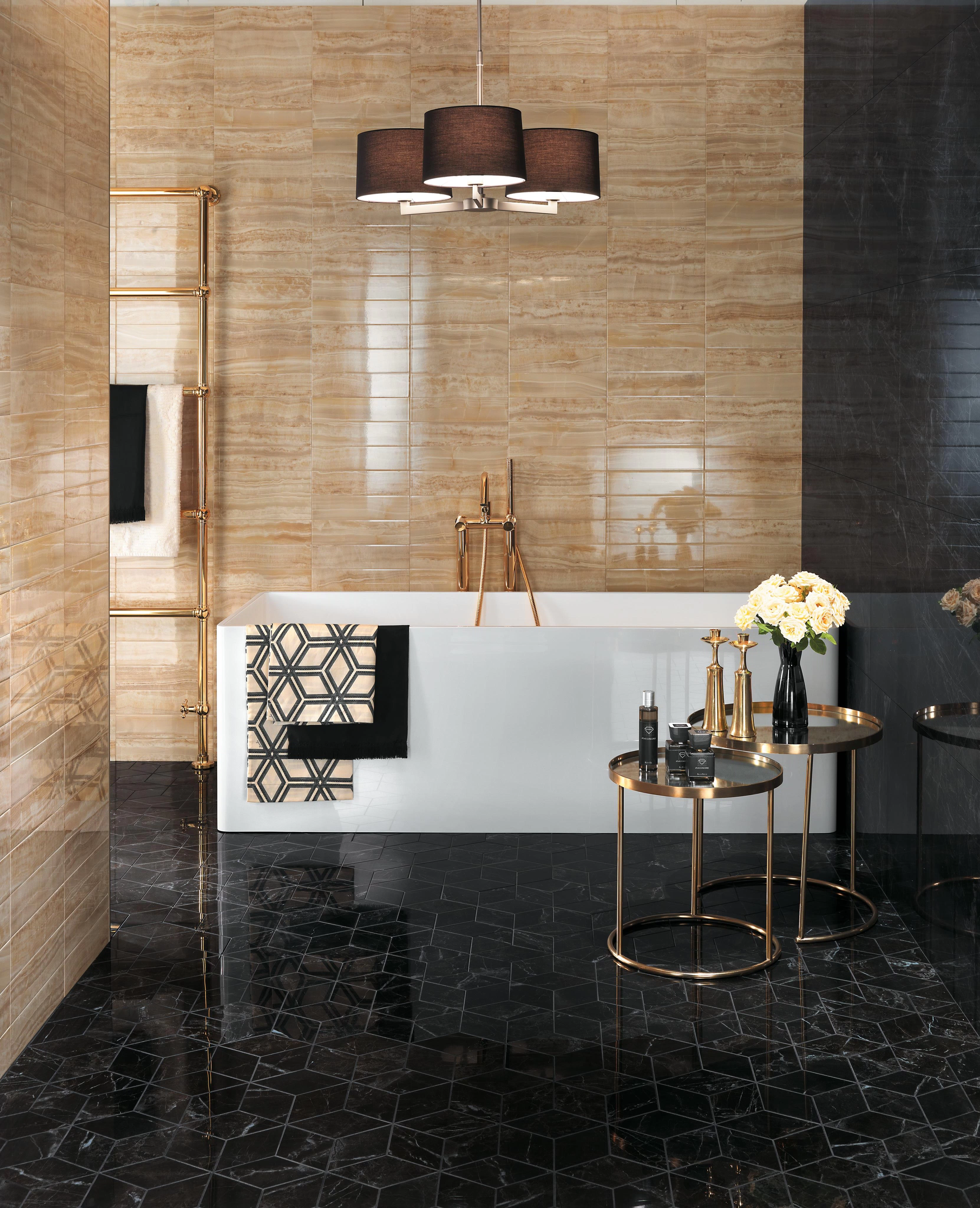 Brick Royal Gold, Marvel Noir St. Laurent, Marvel Noir St. Laurent Mosaico Esagono Lappato