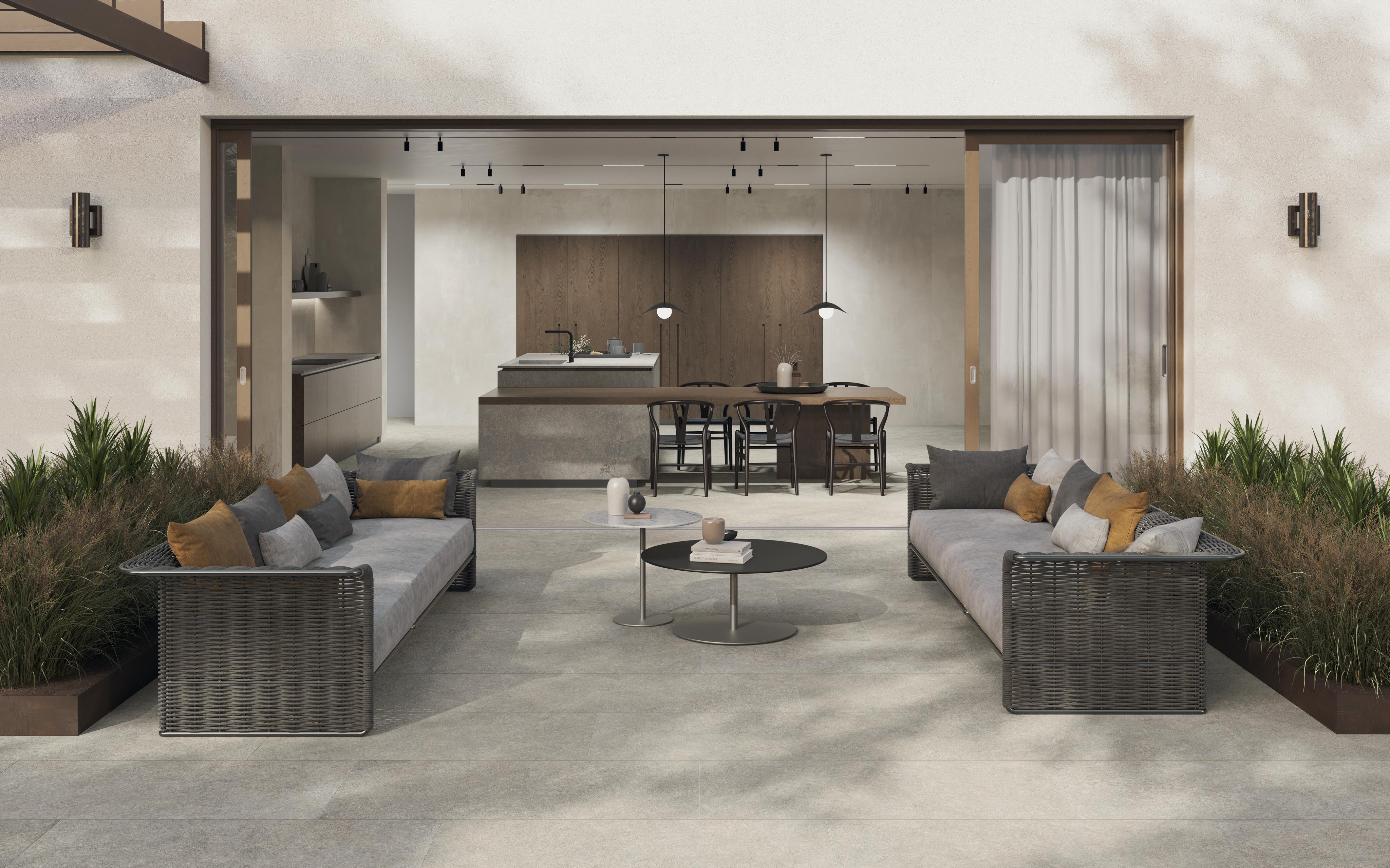 Piastrelle per esterno grande formato Effetto pietra Grigio