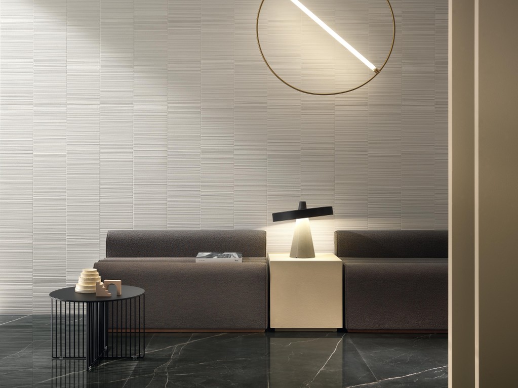 Piastrelle grande formato Soggiorno Effetto 3D Bianco