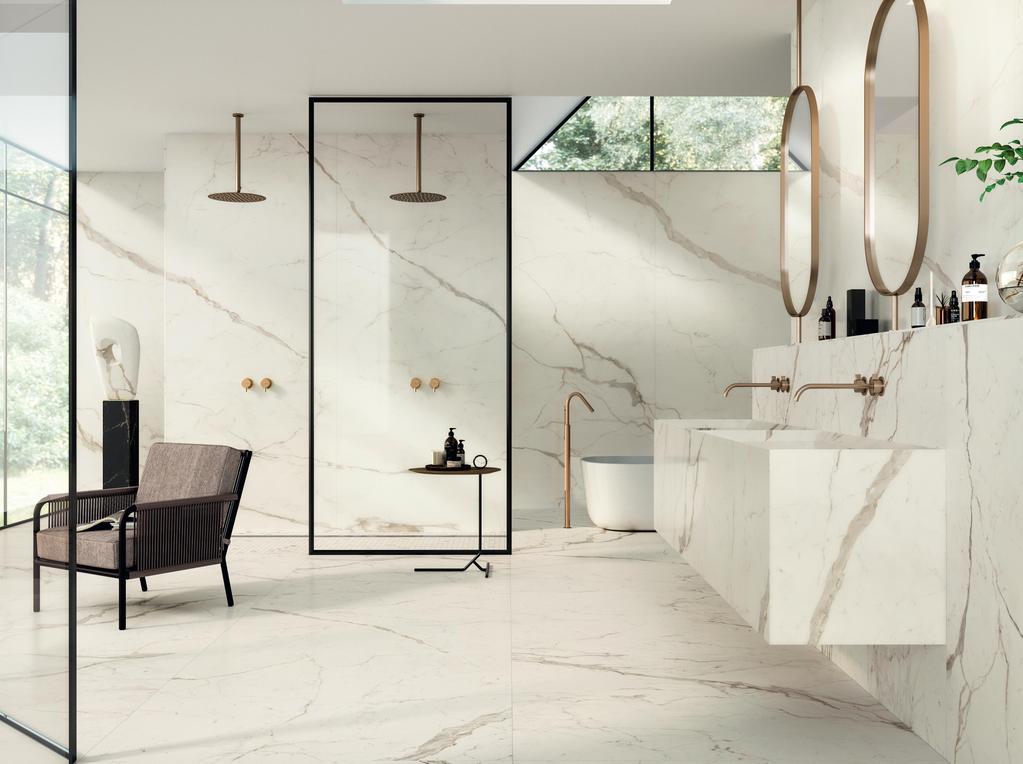 Piastrelle grande formato Bagno Effetto marmo Bianco