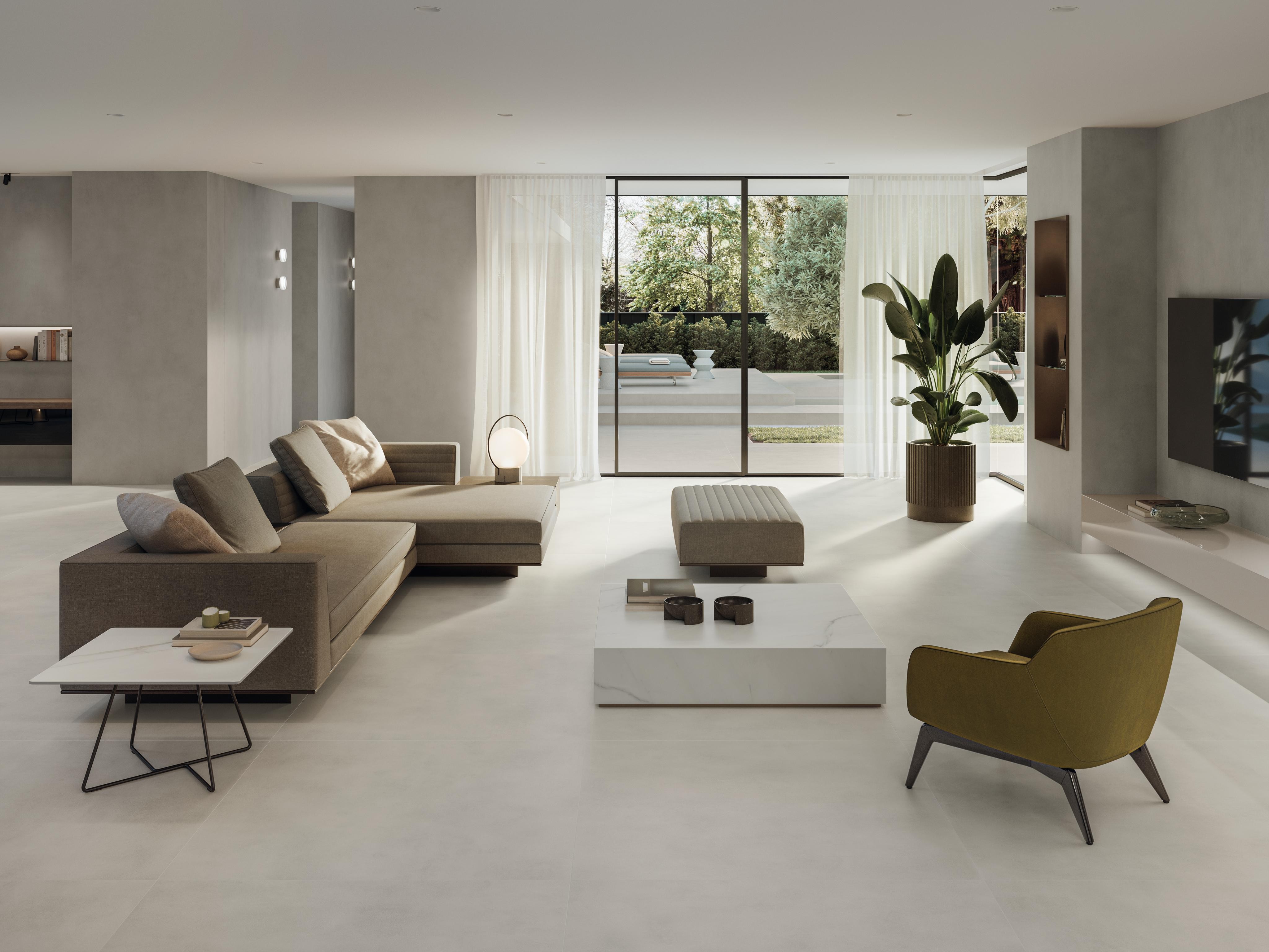 Piastrelle grande formato Abitazione Effetto cemento Bianco