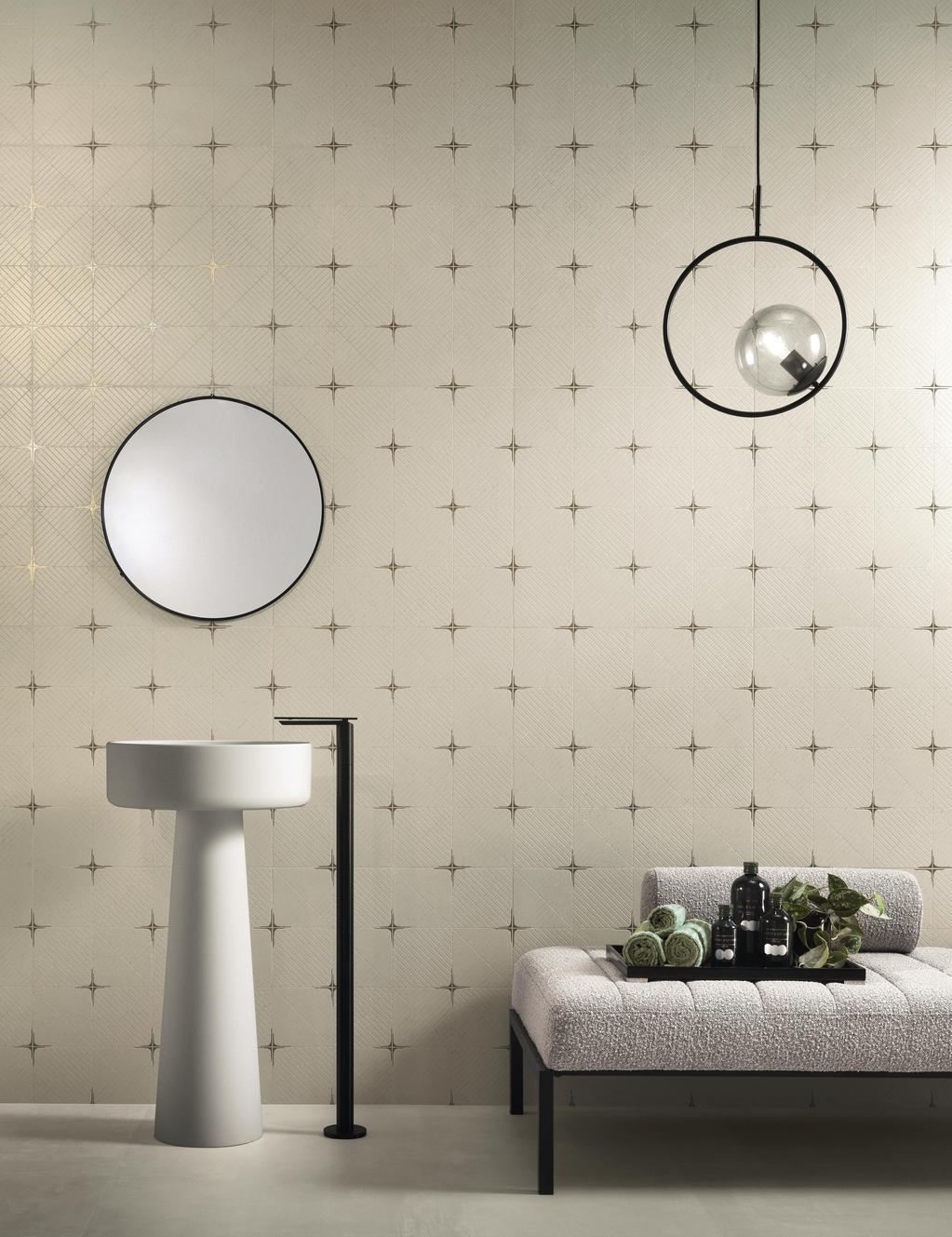 Mosaico Bagno Effetto travertino Grigio