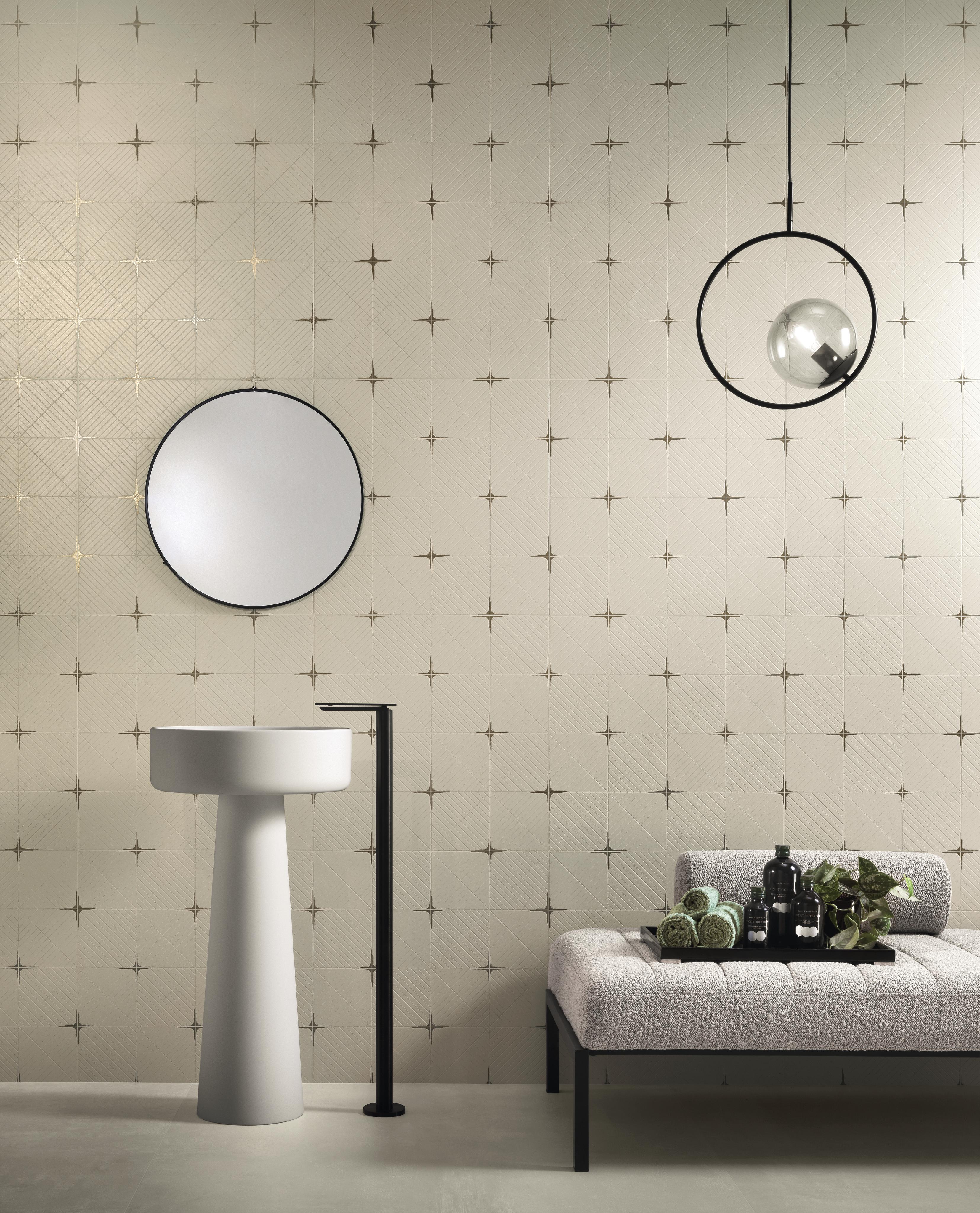 Mosaico Bagno Effetto travertino Grigio