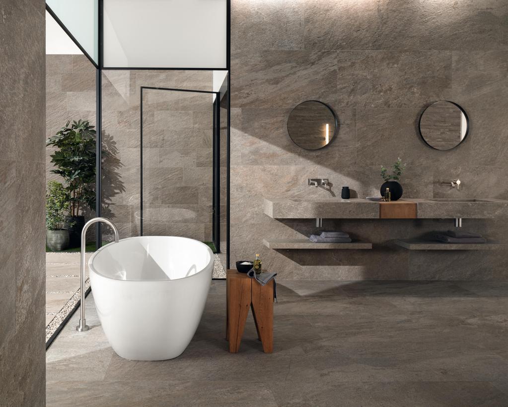 Pavimento e Rivestimento Bagno Effetto pietra Grigio