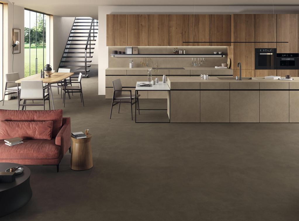 Pavimento in Gres Porcellanato Cucina Effetto terra cruda Marrone