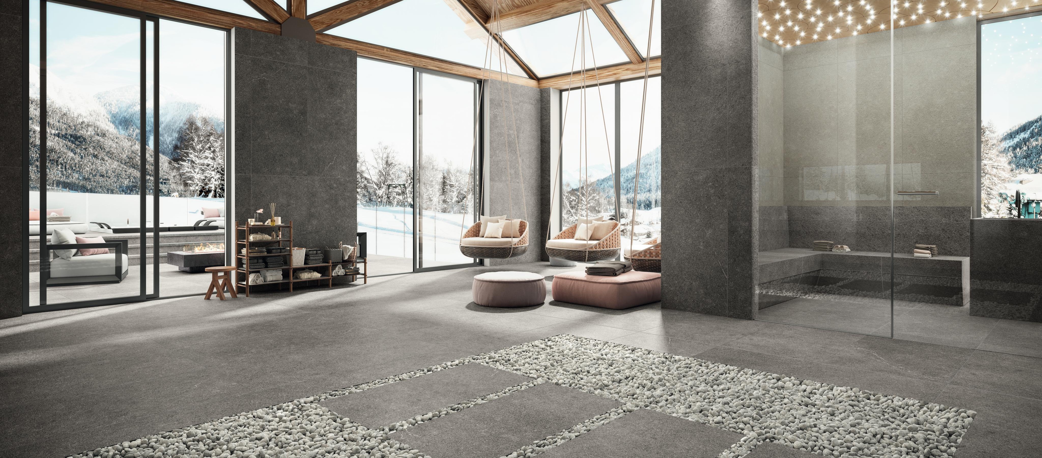 The earthy strength of porphyry tiles