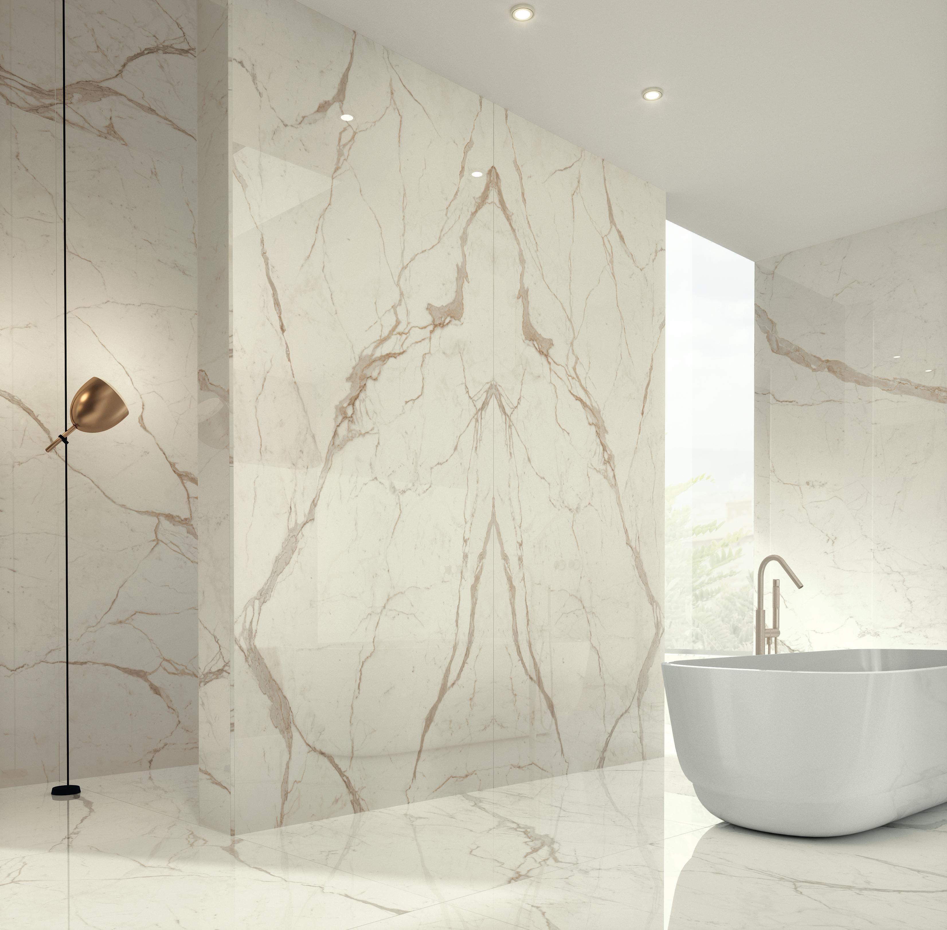 Piastrelle grande formato Bagno Effetto marmo Bianco