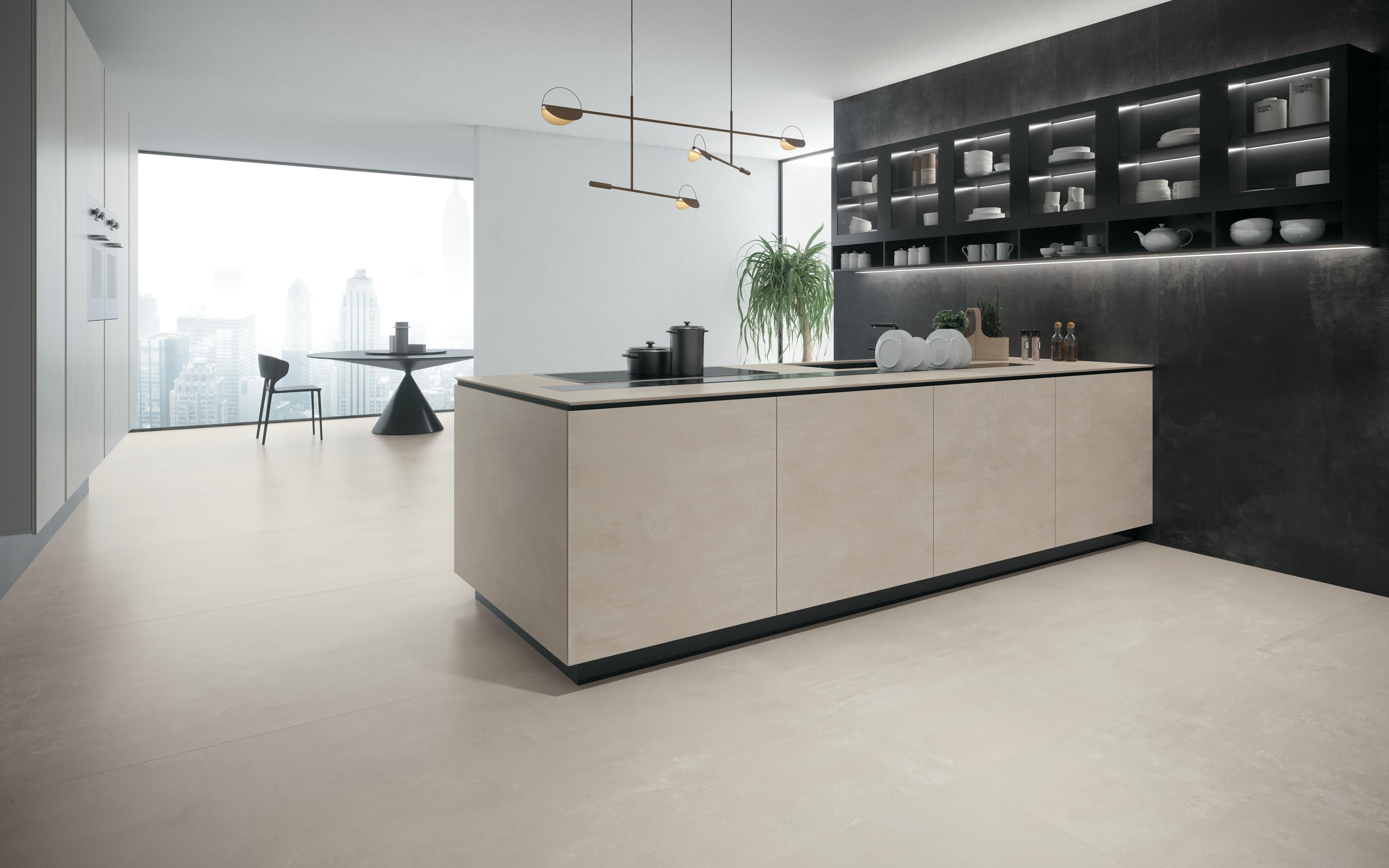 Piastrelle grande formato Cucina Effetto cemento Bianco