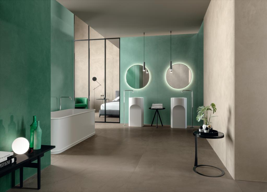 Piastrelle grande formato Bagno Effetto resina Verde