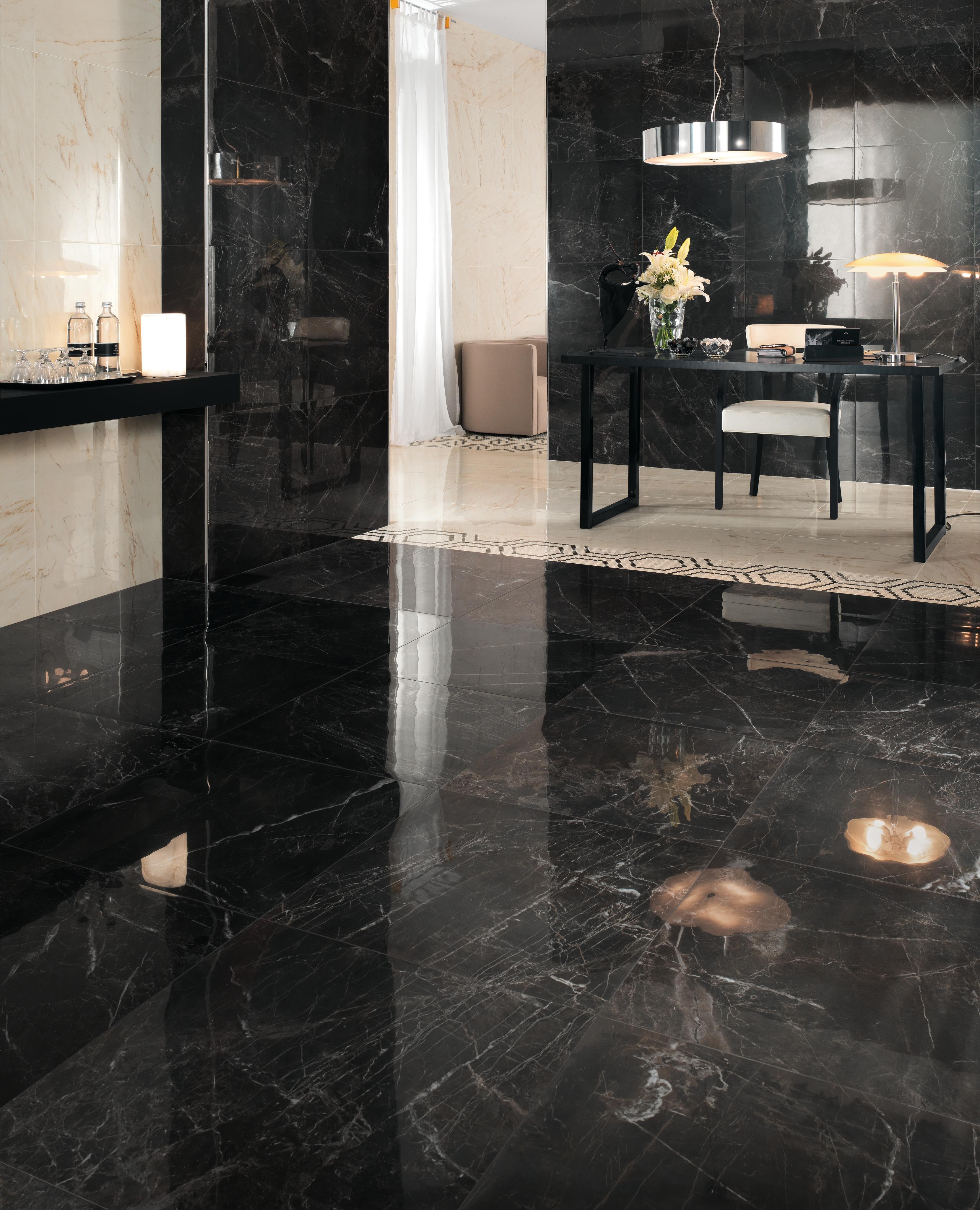 Marvel Pro Noir St. Laurent Lappato, Marvel Pro Cremo Delicato Lappato, Marvel Pro Mosaico Honeycomb Warm