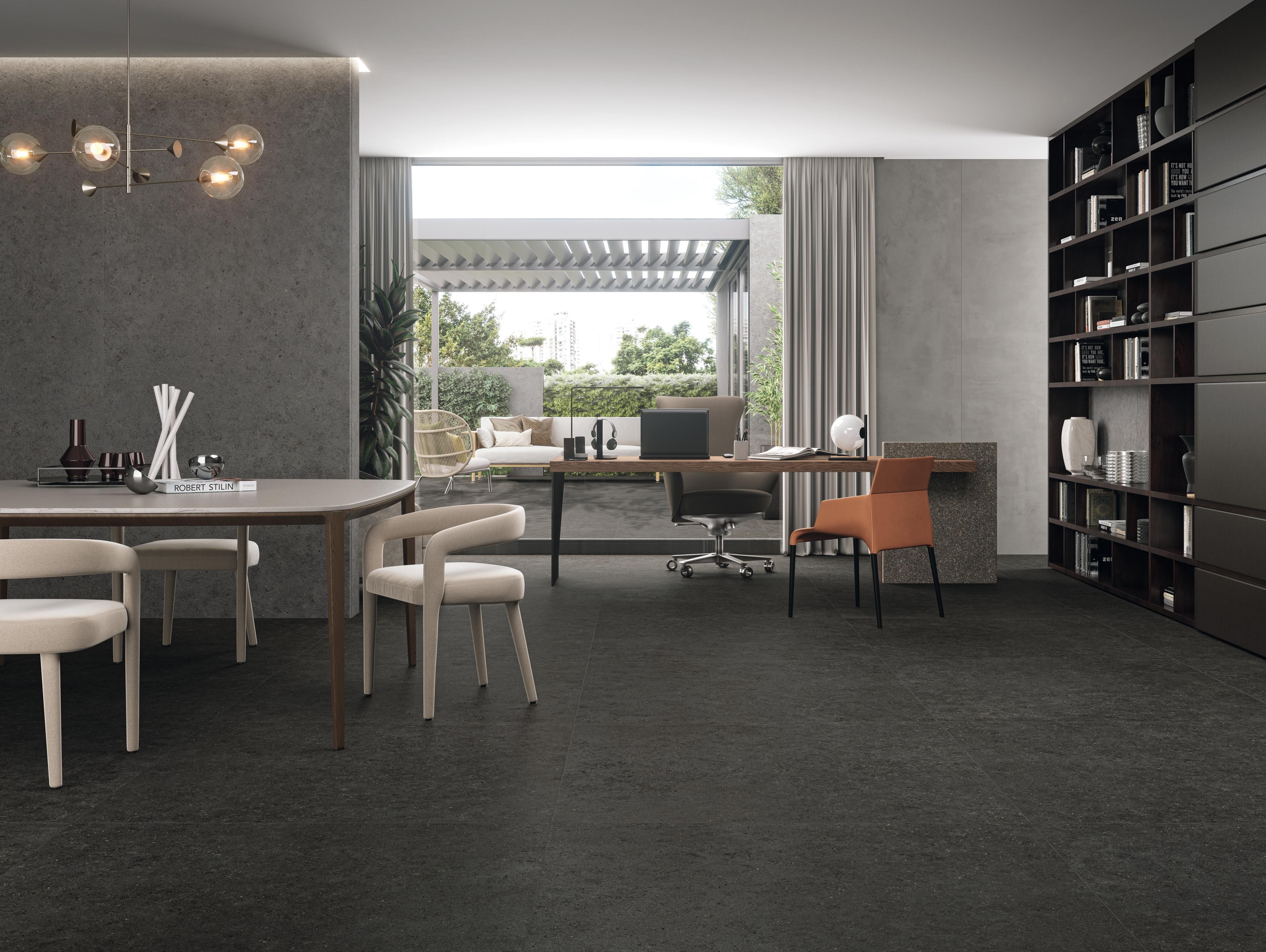 Piastrelle grande formato Studio Effetto pietra Nero