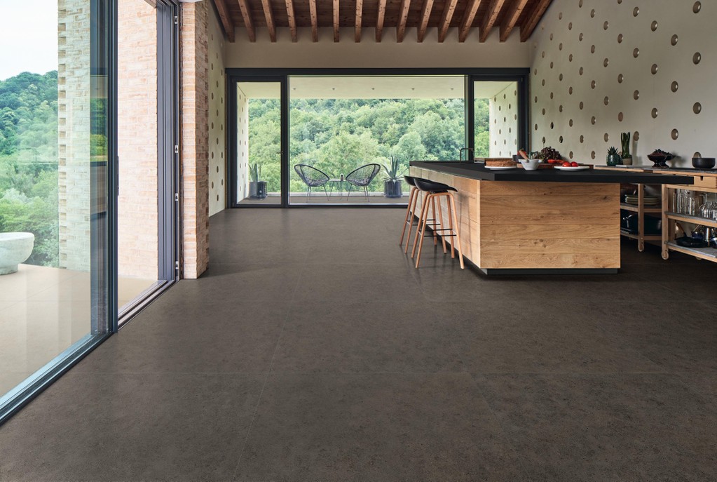 Pavimento in Gres Porcellanato Soggiorno Effetto pietra Marrone