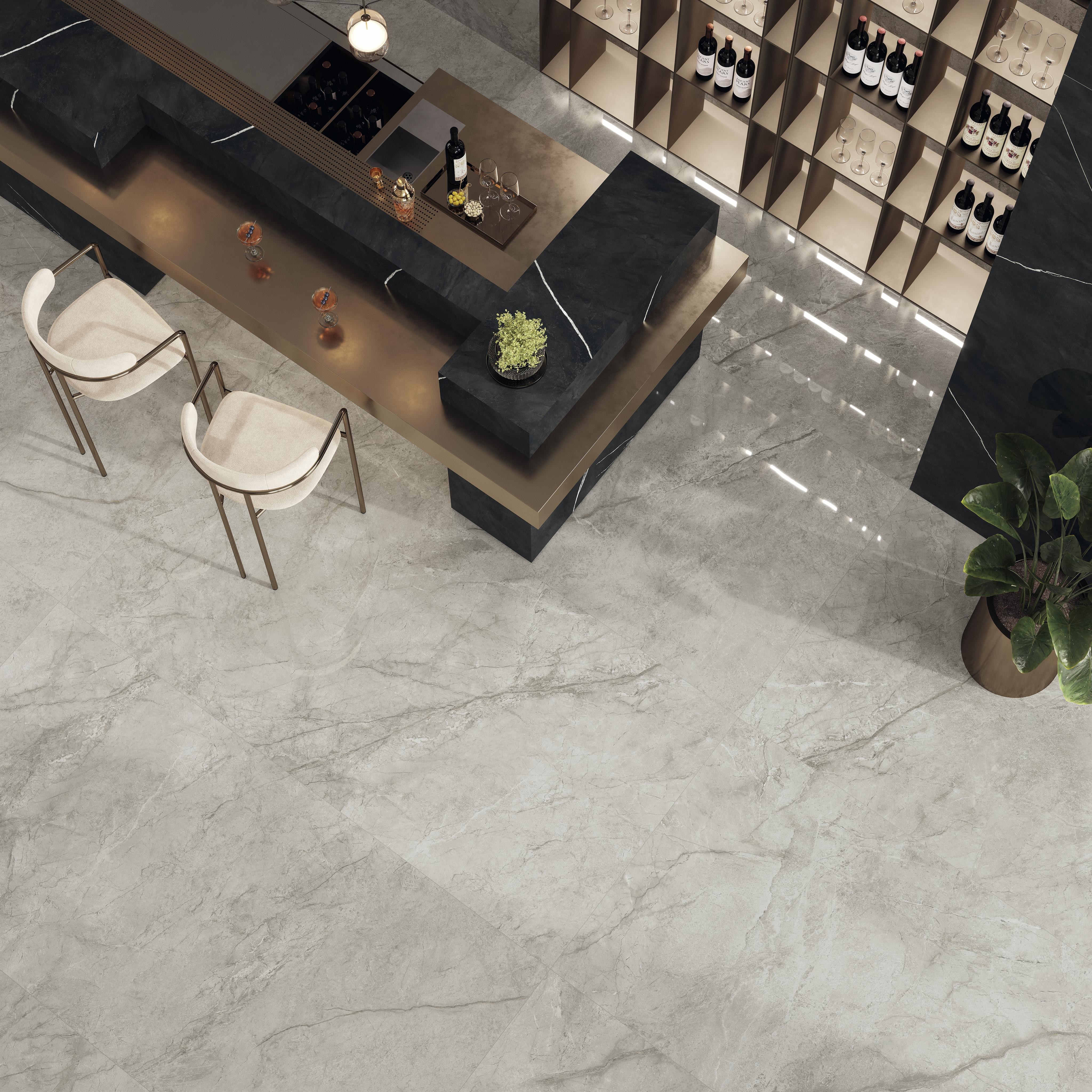Piastrelle grande formato Bar Effetto marmo Grigio