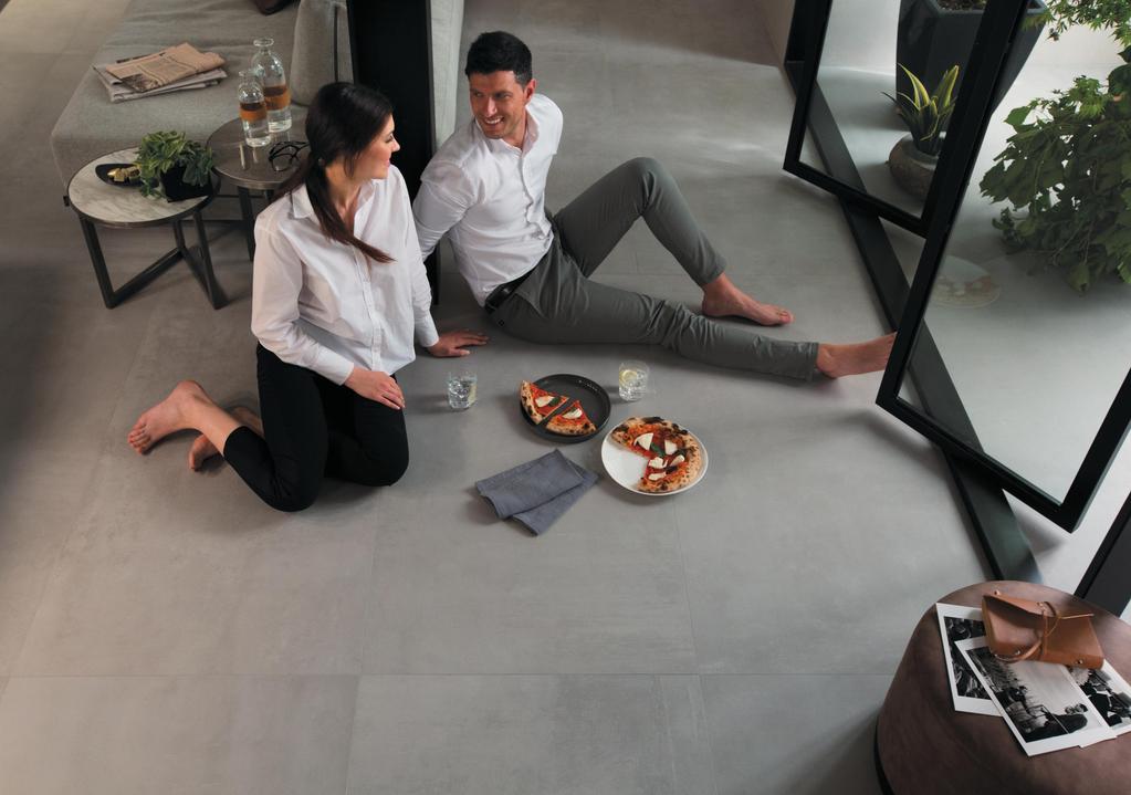 Pavimento in Gres Porcellanato Soggiorno Effetto cemento Grigio