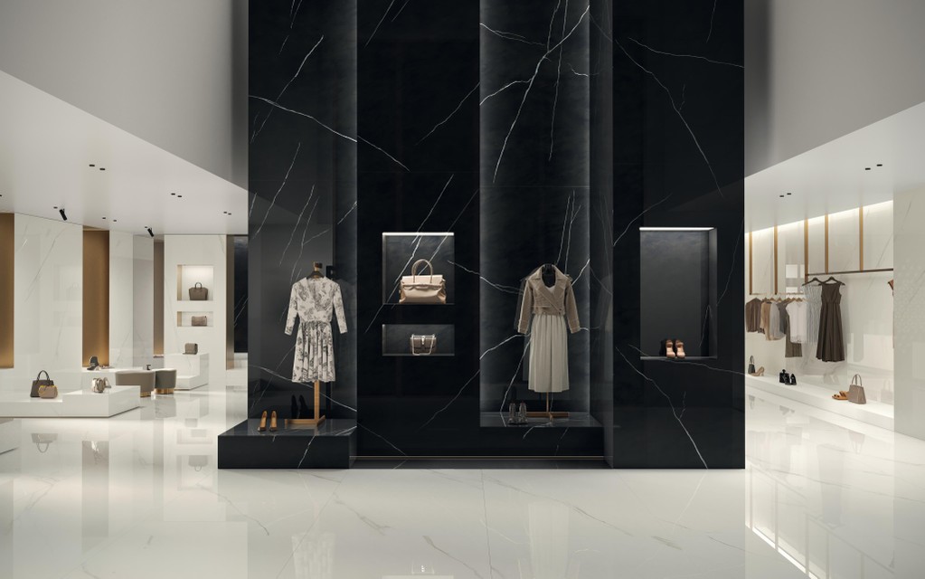 Piastrelle grande formato Negozio Effetto marmo Nero