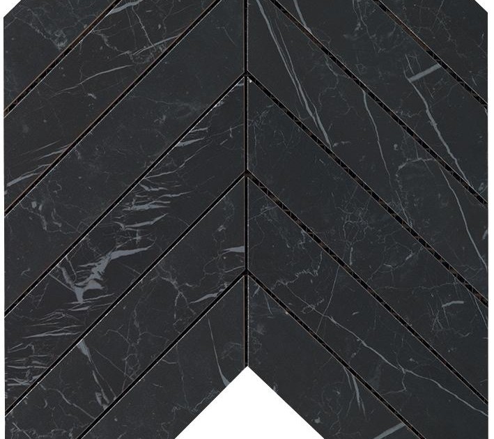 Marvel Nero Marquina Chevron Wall Wall Tile Decorations Atlas Concorde Maravilla jet black basalt chevron mosaic.